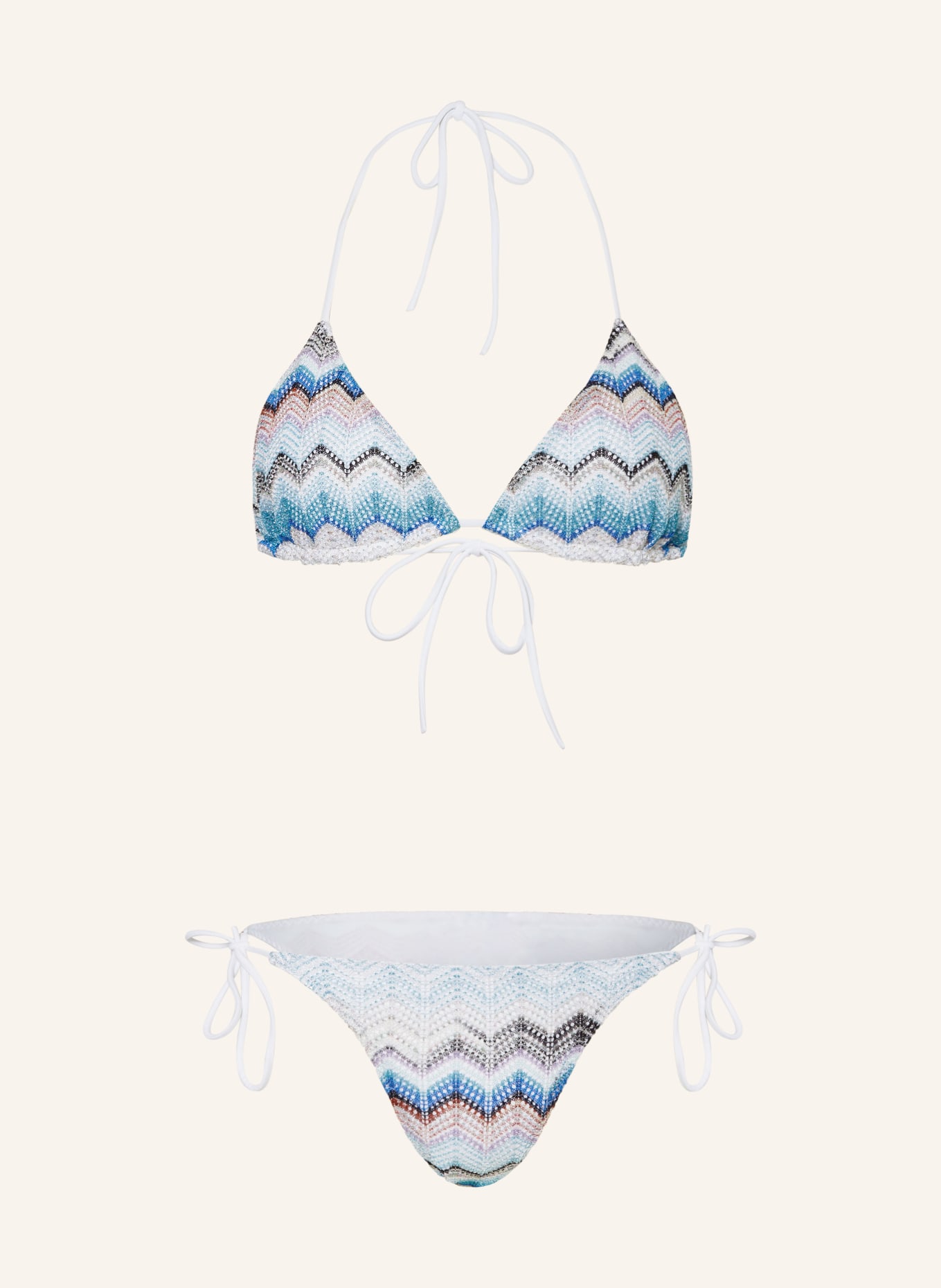 MISSONI Triangel-Bikini mit Glitzergarn, Farbe: HELLBLAU/ TÜRKIS/ WEISS (Bild 1)