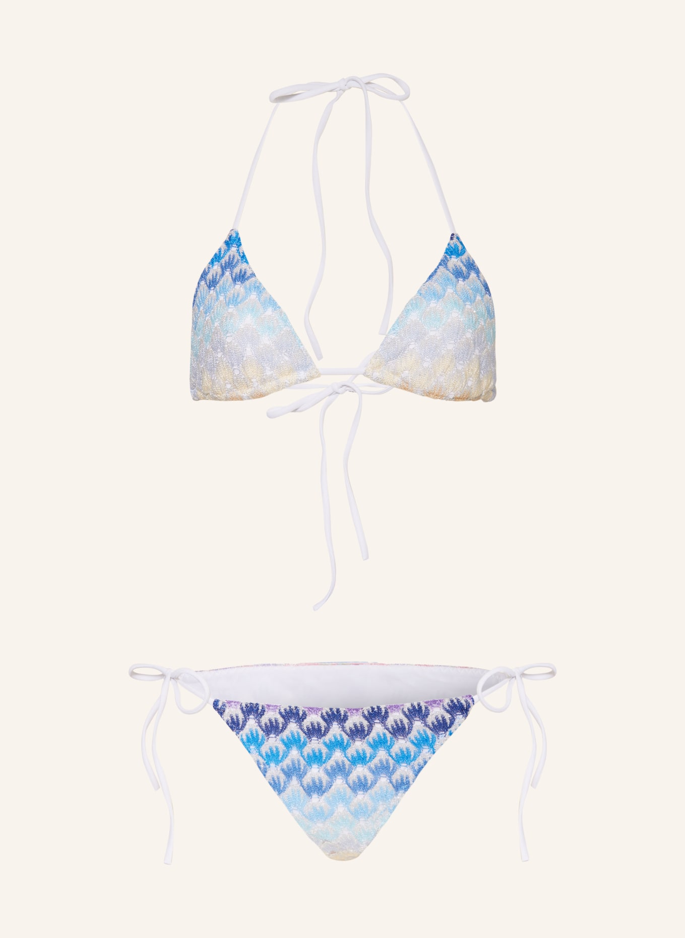 MISSONI Triangel-Bikini mit Glitzergarn, Farbe: WEISS/ BLAU/ HELLBLAU (Bild 1)