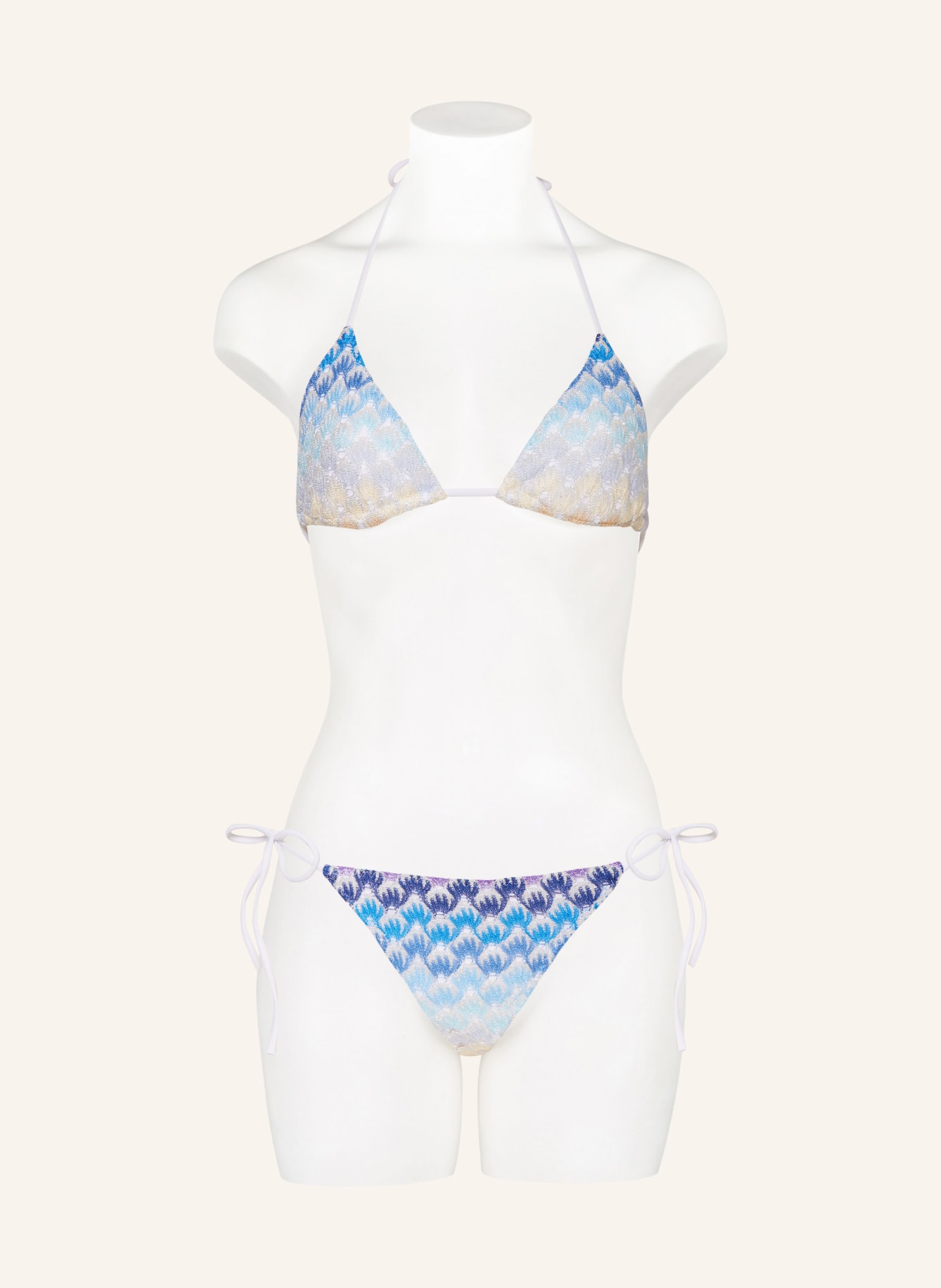 MISSONI Triangle bikini with glitter thread, Color: WHITE/ BLUE/ LIGHT BLUE (Image 2)