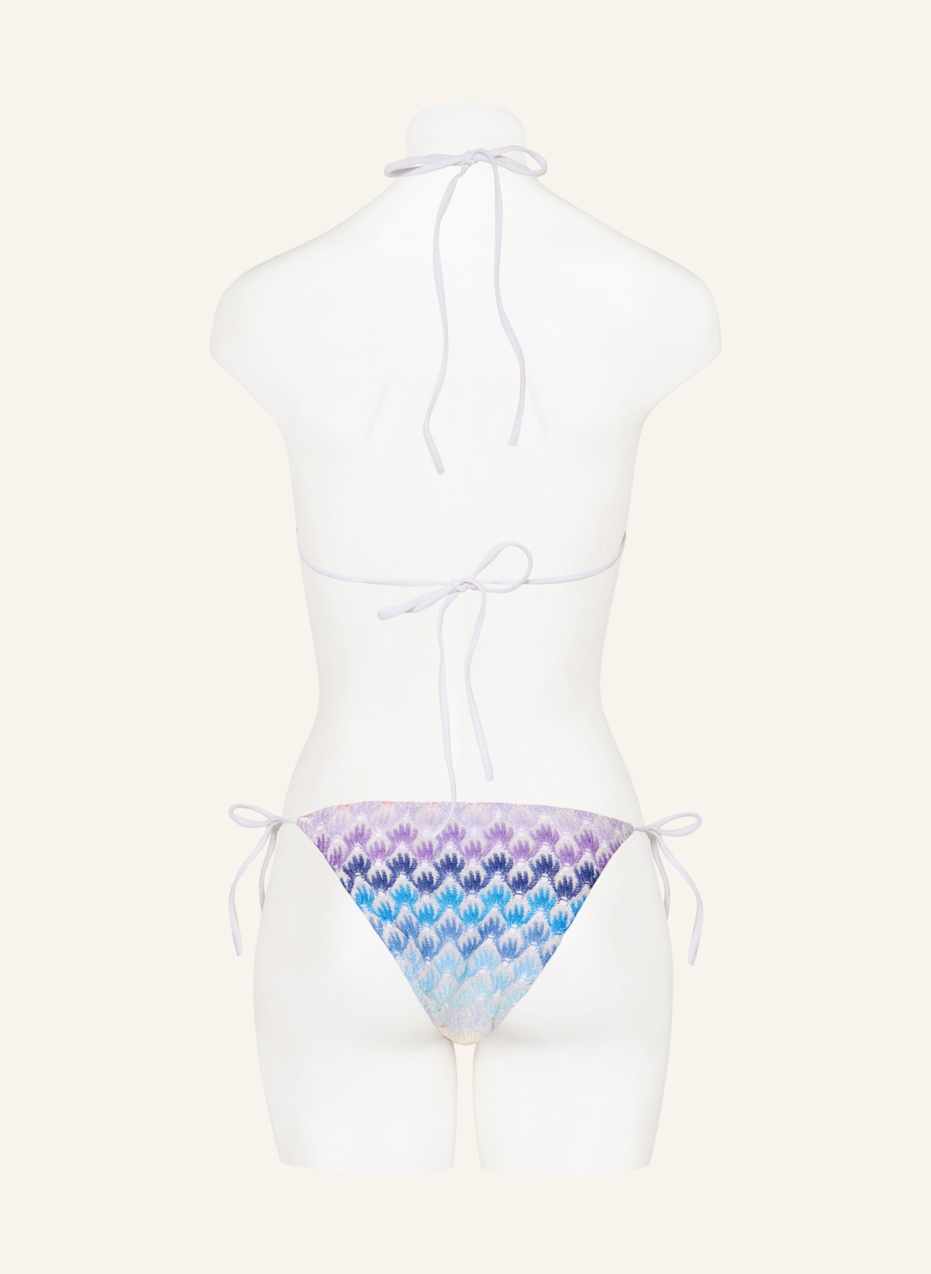 MISSONI Bikini trójkątne z błyszczącą przędzą, Kolor: BIAŁY/ NIEBIESKI/ JASNONIEBIESKI (Obrazek 3)