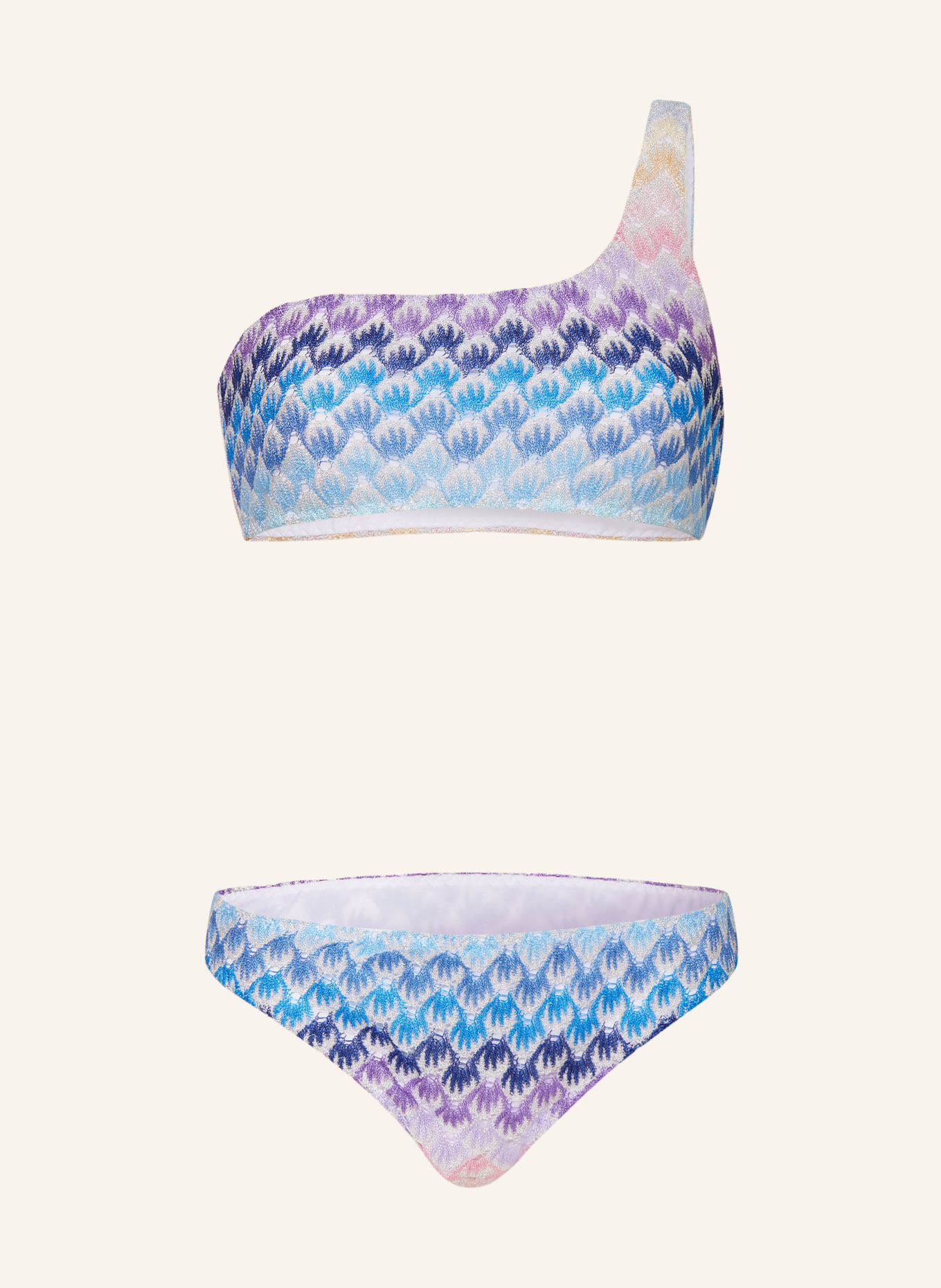 MISSONI One shoulder bikini, Color: BLUE/ PURPLE/ PINK (Image 1)