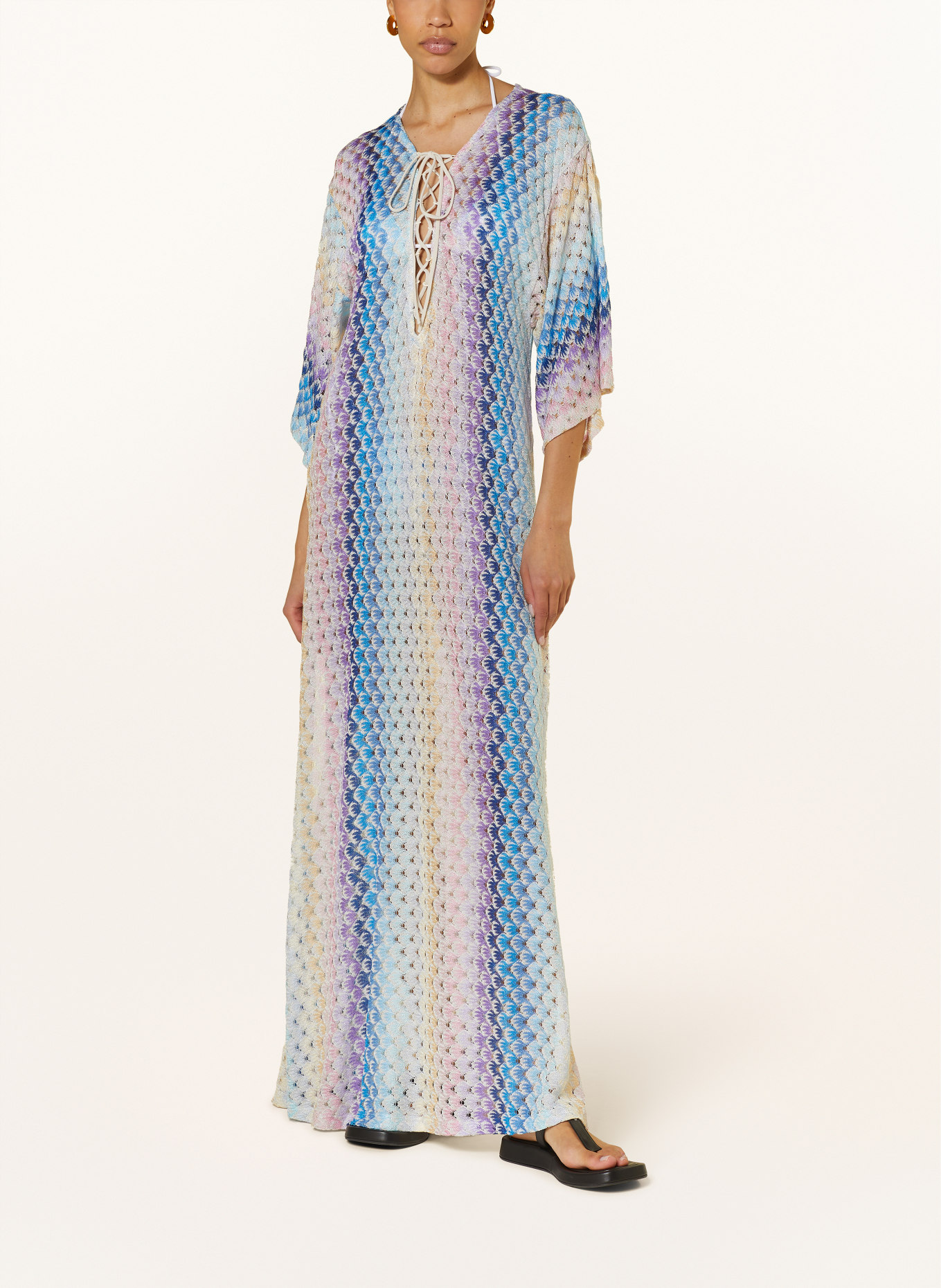 MISSONI Beach dress with 3/4 sleeves and glitter thread, Color: PINK/ PURPLE/ BLUE (Image 2)