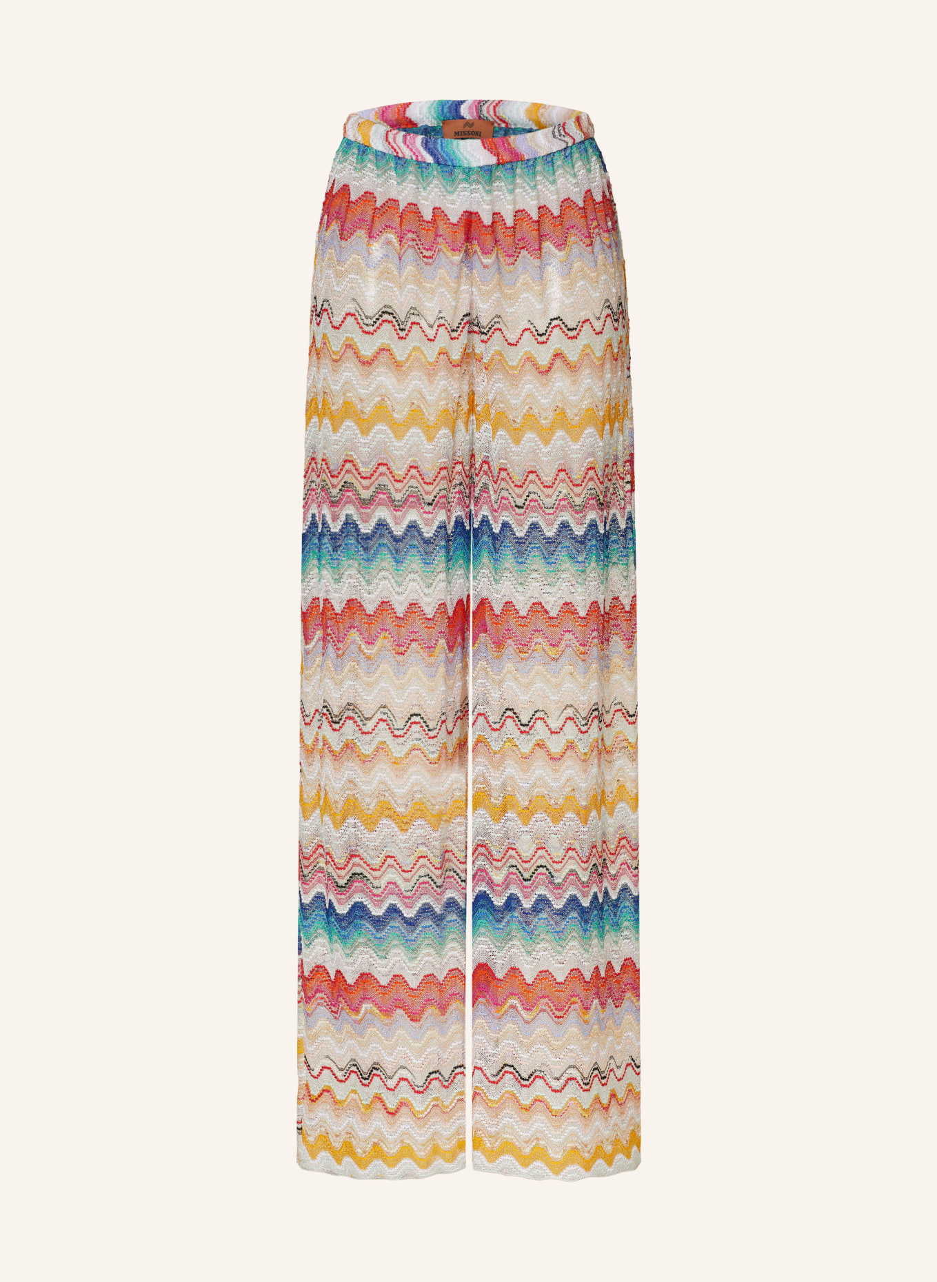 MISSONI Knit trousers with glitter thread, Color: WHITE/ BLUE/ RED (Image 1)