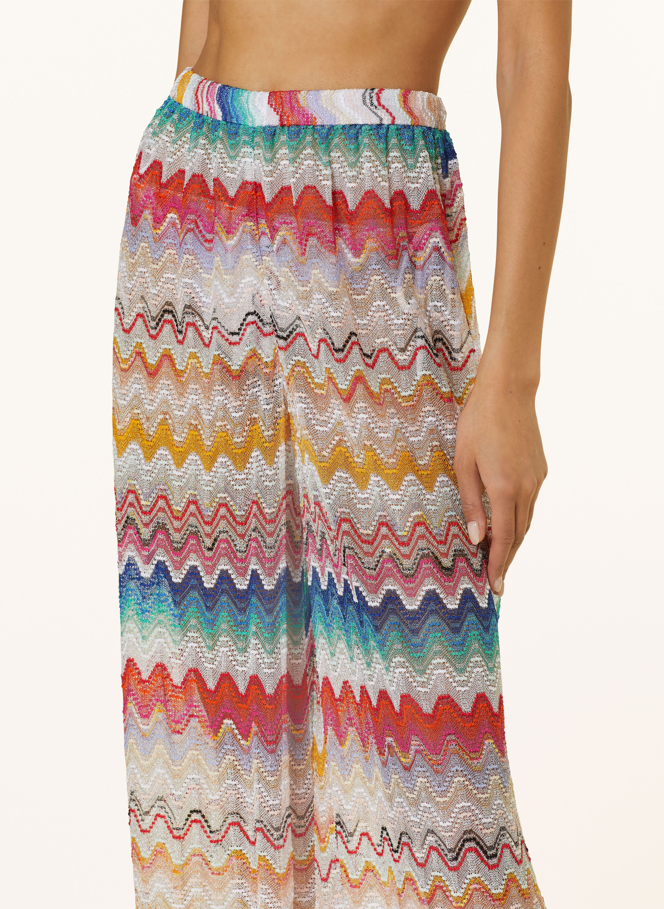 MISSONI Knit trousers with glitter thread, Color: WHITE/ BLUE/ RED (Image 5)