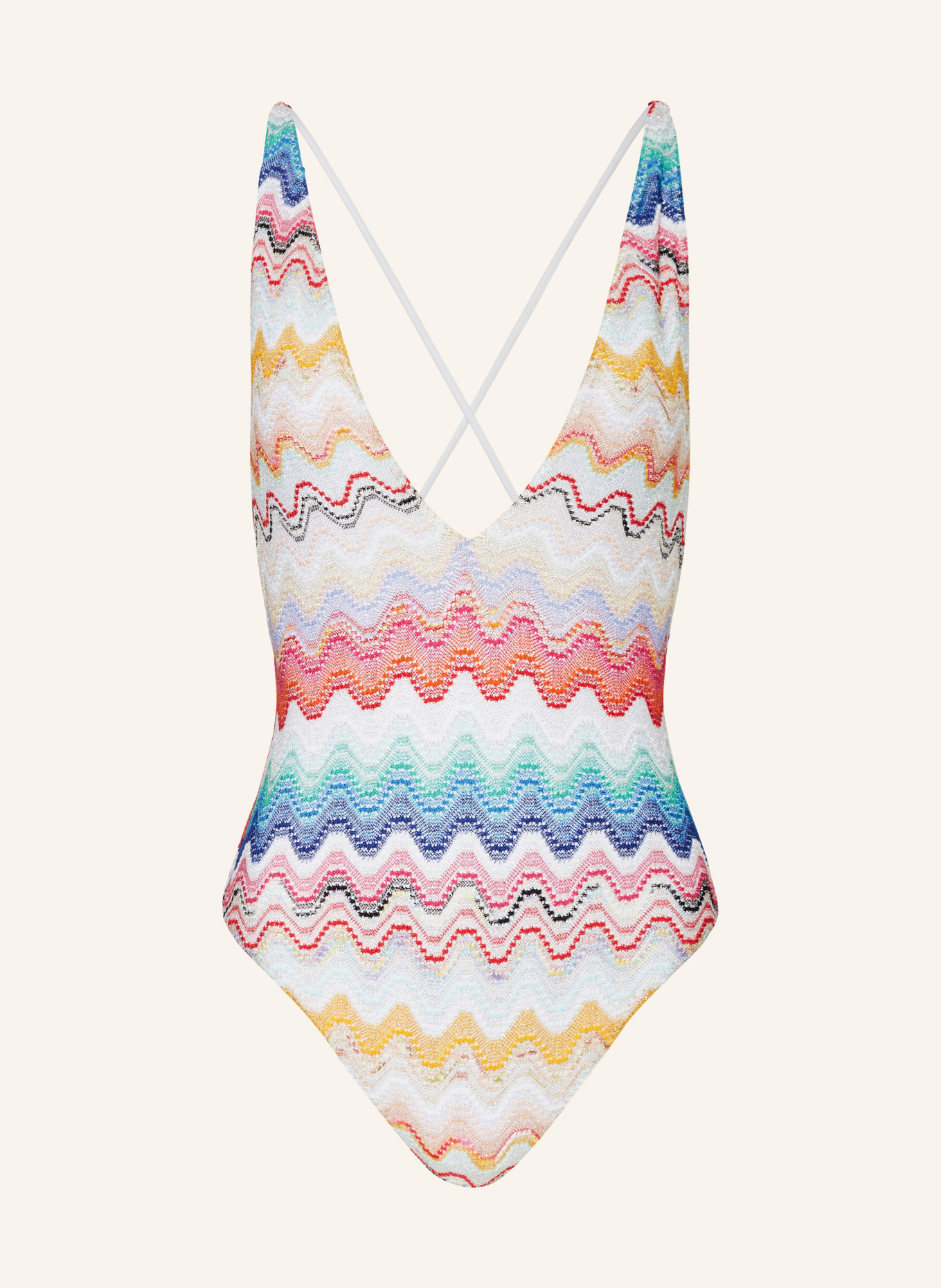 MISSONI Swimsuit with glitter thread, Color: WHITE/ LIGHT PURPLE/ FUCHSIA (Image 1)