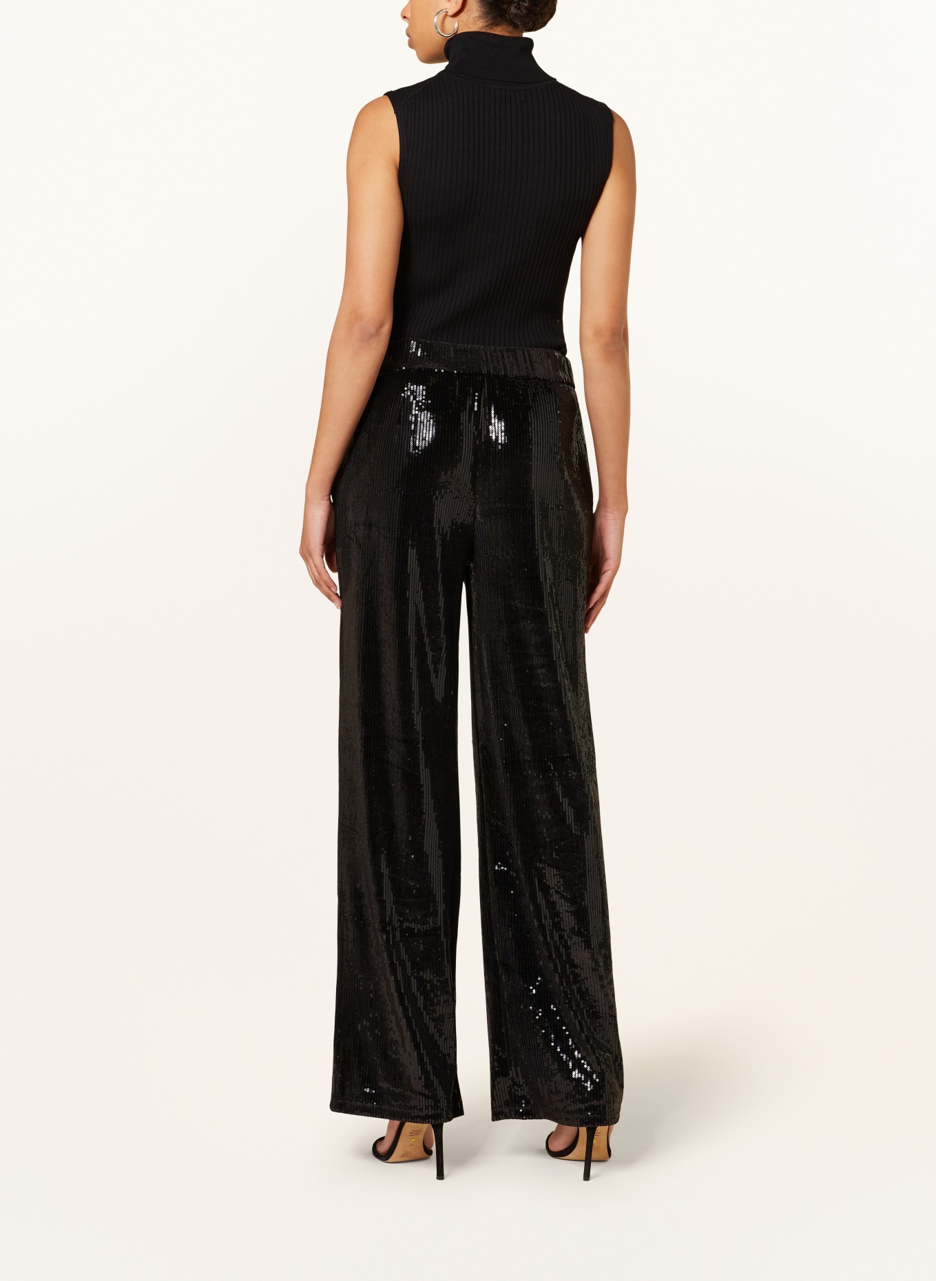 Buena Vista Wide leg trousers LISA with sequins, Color: BLACK (Image 3)
