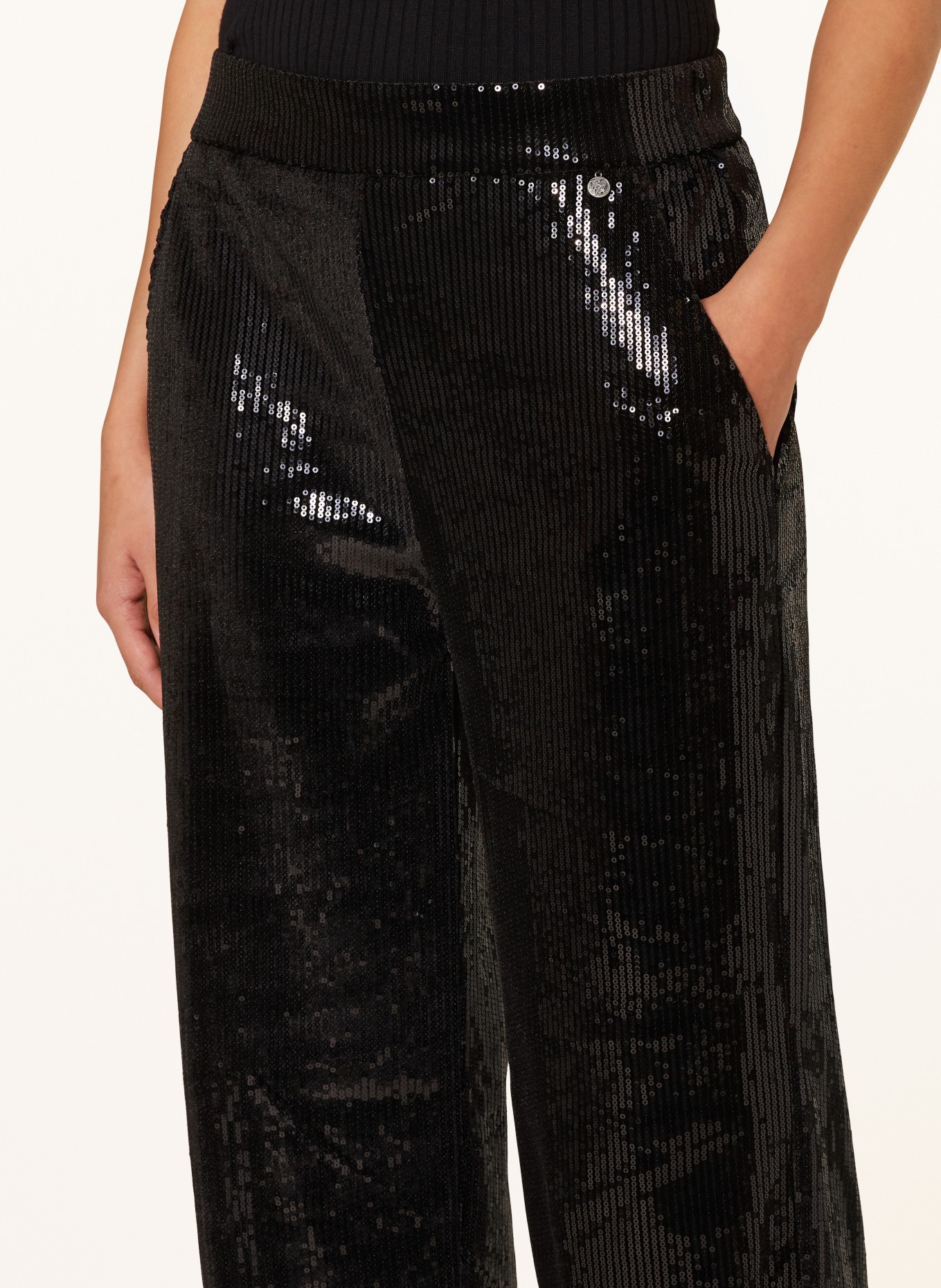 Buena Vista Wide leg trousers LISA with sequins, Color: BLACK (Image 5)