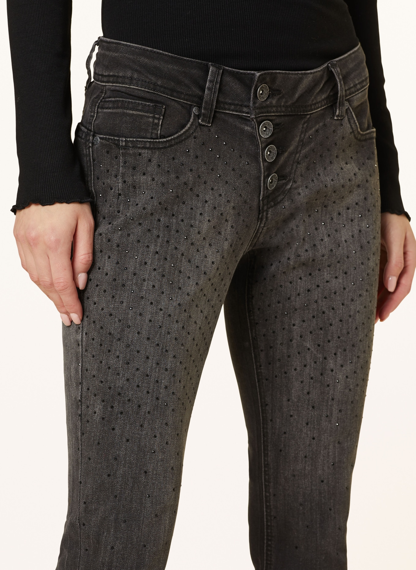 Buena Vista Jeans MALIBU with decorative gems, Color: 9220 black sparkling (Image 5)