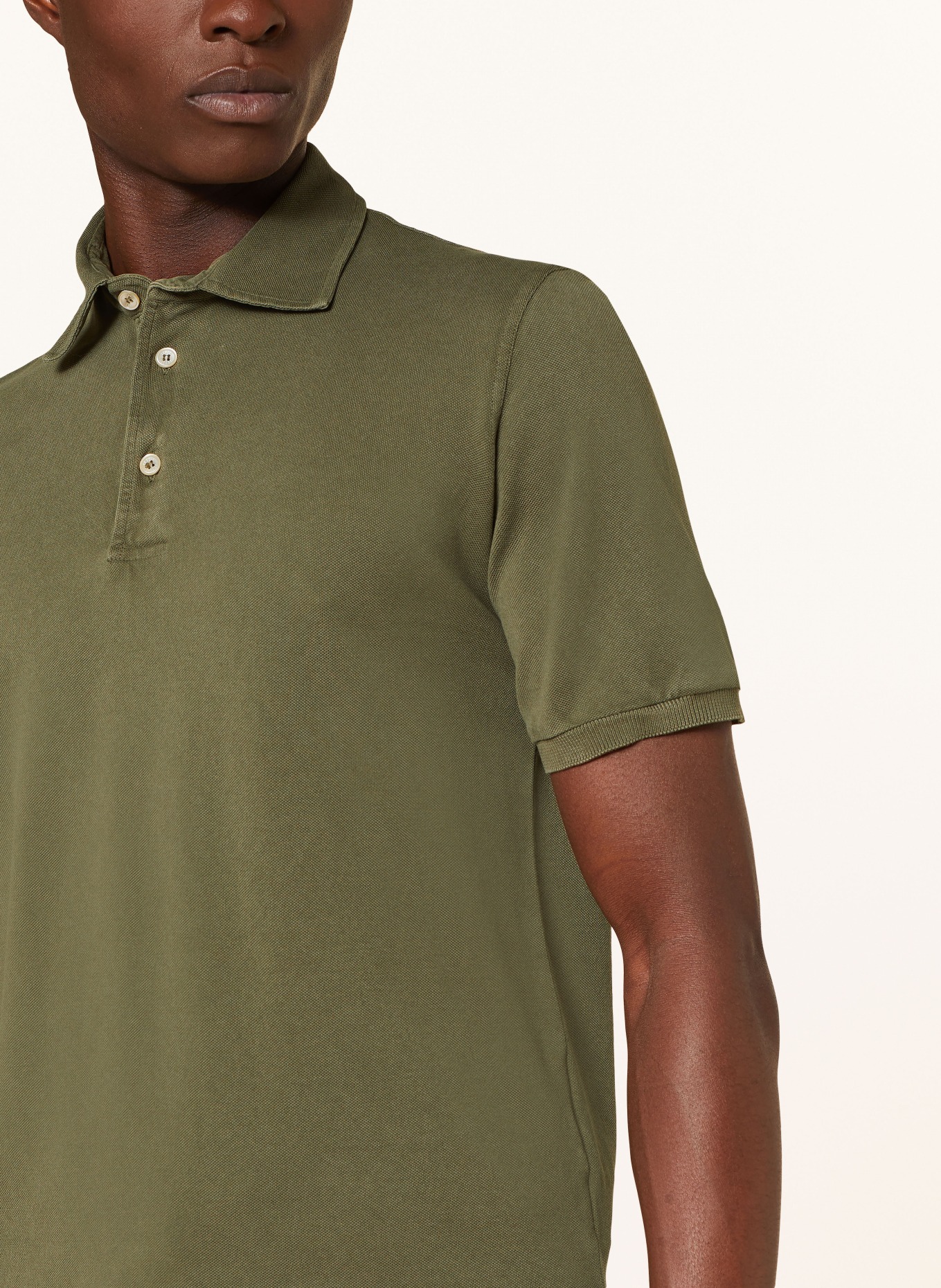 FEDELI Piqué polo shirt extra slim fit, Color: OLIVE (Image 4)