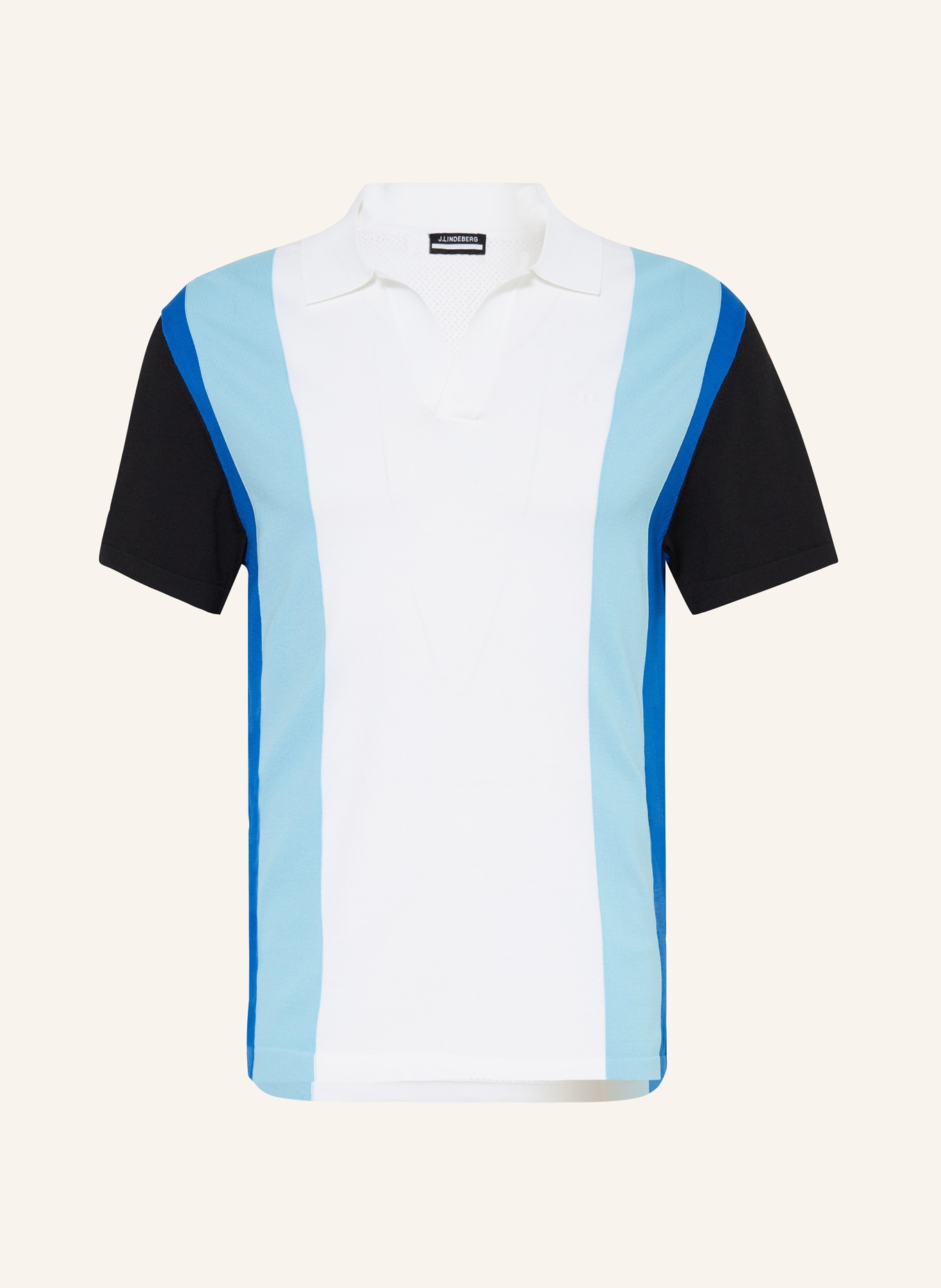 J.LINDEBERG Performance polo shirt LEARCO, Color: WHITE/ LIGHT BLUE/ DARK BLUE (Image 1)