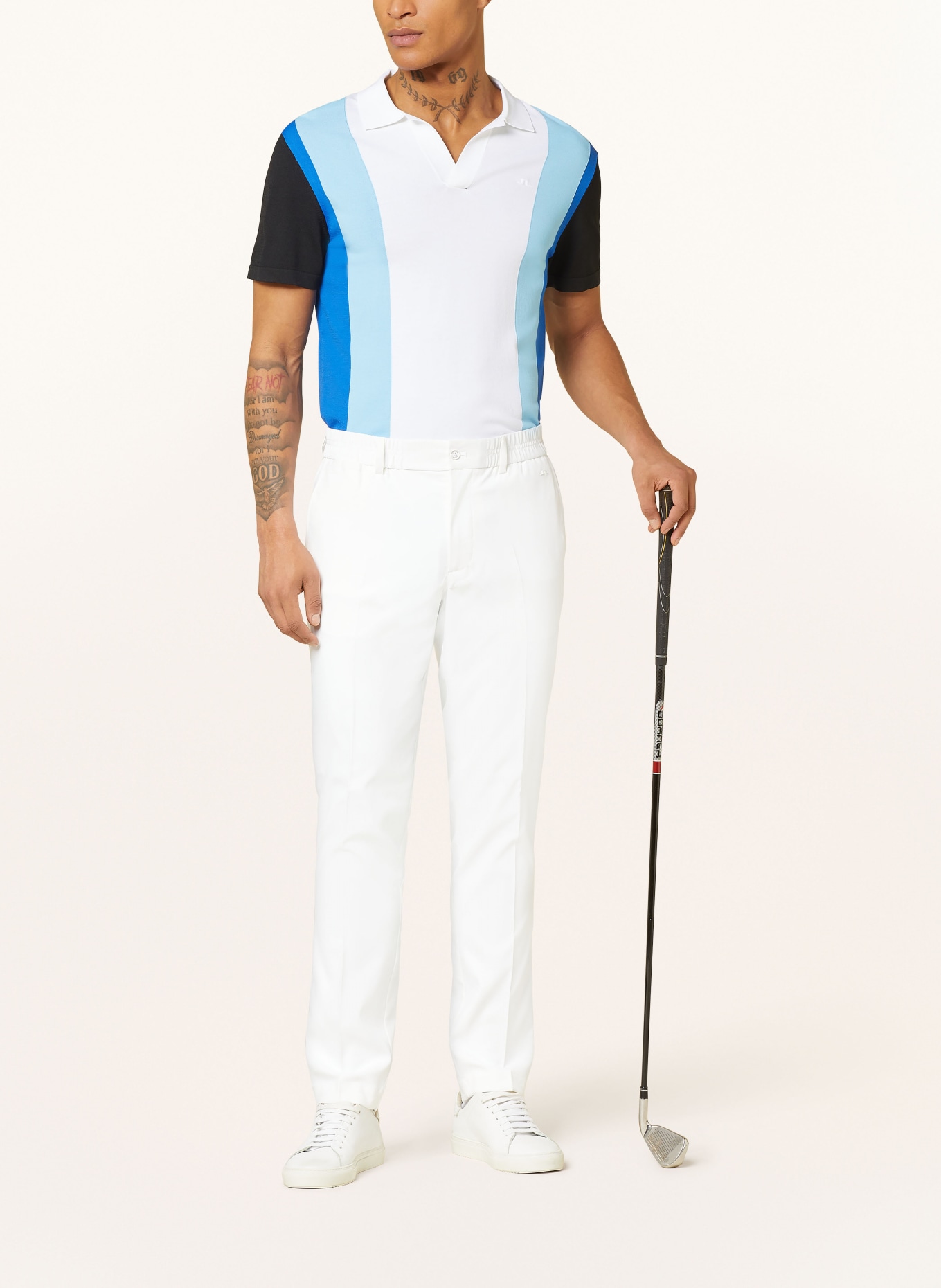 J.LINDEBERG Performance polo shirt LEARCO, Color: WHITE/ LIGHT BLUE/ DARK BLUE (Image 2)