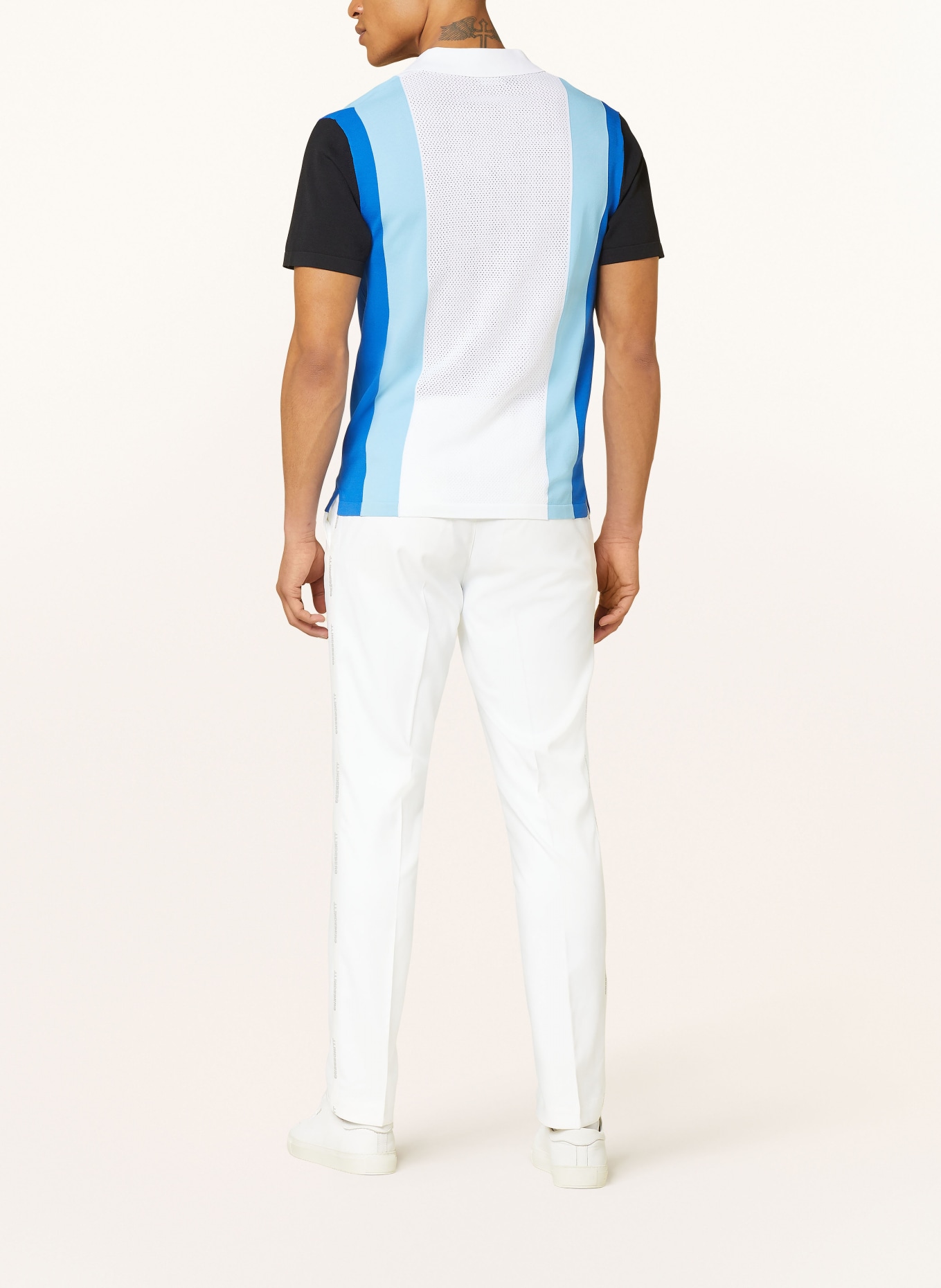 J.LINDEBERG Performance polo shirt LEARCO, Color: WHITE/ LIGHT BLUE/ DARK BLUE (Image 3)