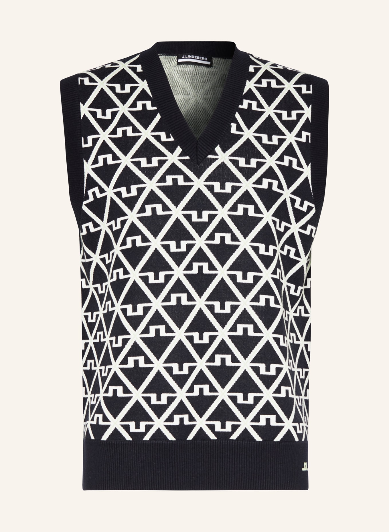 J.LINDEBERG Sweater vest, Color: BLACK/ WHITE/ LIGHT GREEN (Image 1)