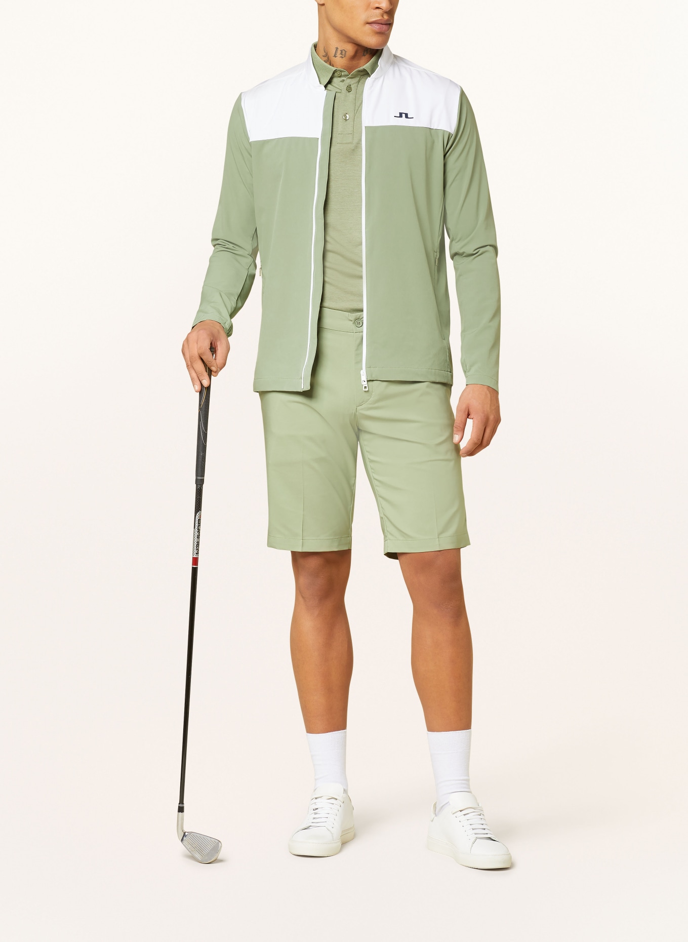 J.LINDEBERG Midlayer jacket JEFF, Color: LIGHT GREEN/ WHITE (Image 2)