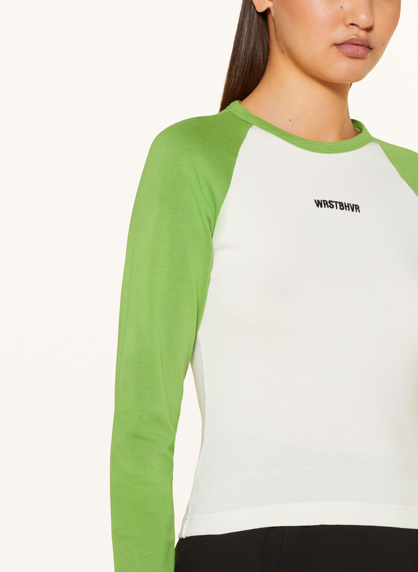 WRSTBHVR Long sleeve shirt VILA, Color: WHITE/ LIGHT GREEN/ BLACK (Image 4)