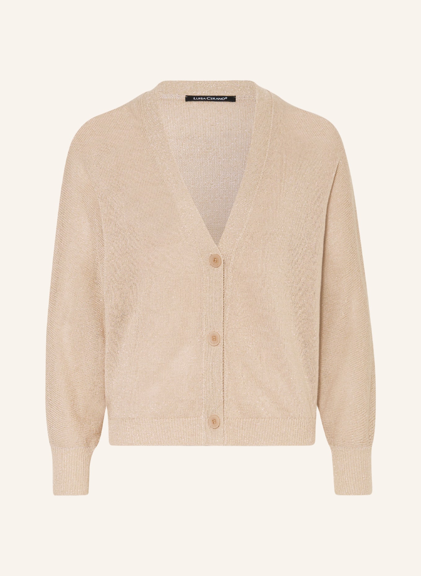 LUISA CERANO Cardigan with glitter thread, Color: LIGHT BROWN (Image 1)