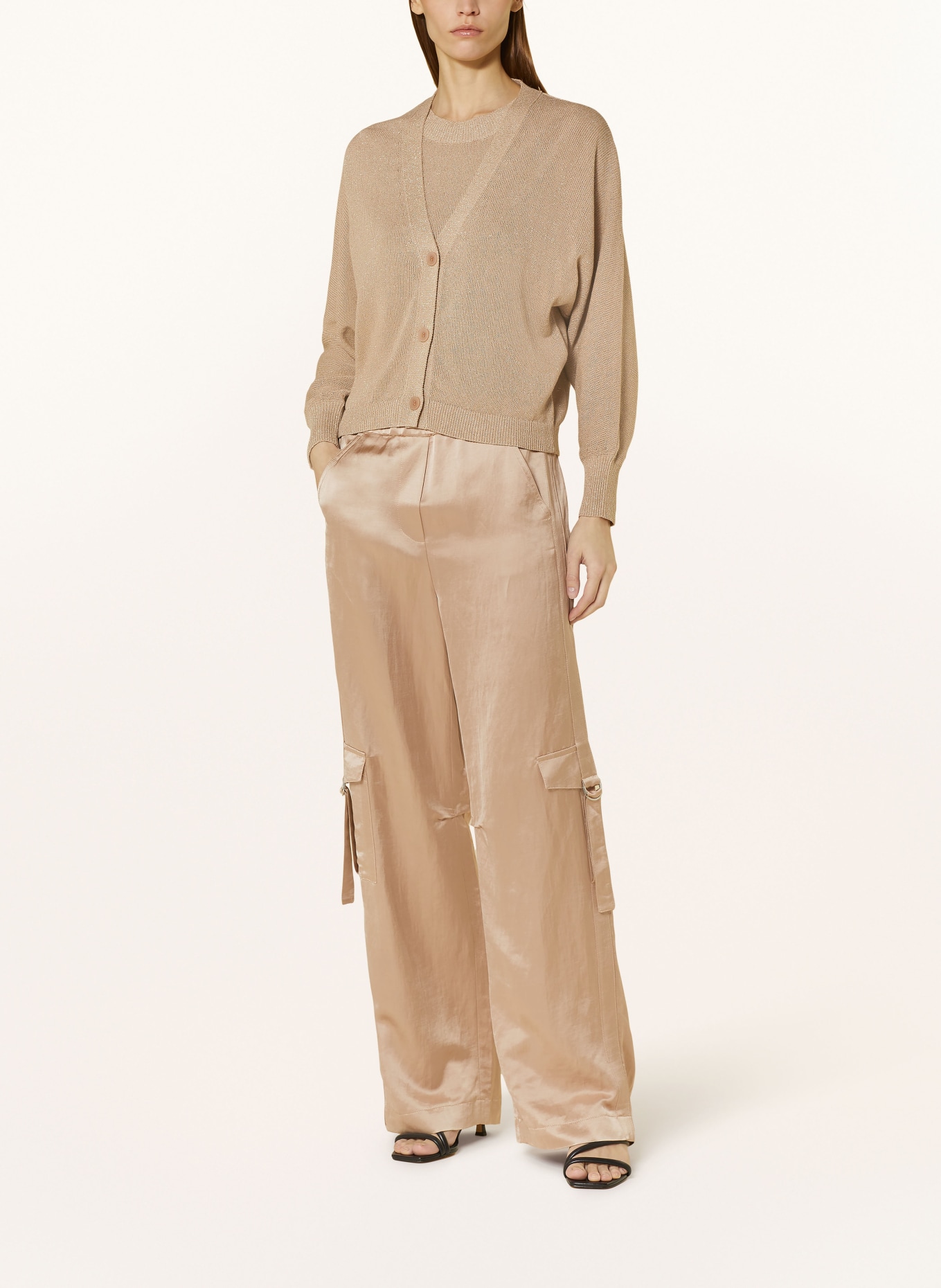 LUISA CERANO Cardigan with glitter thread, Color: LIGHT BROWN (Image 2)
