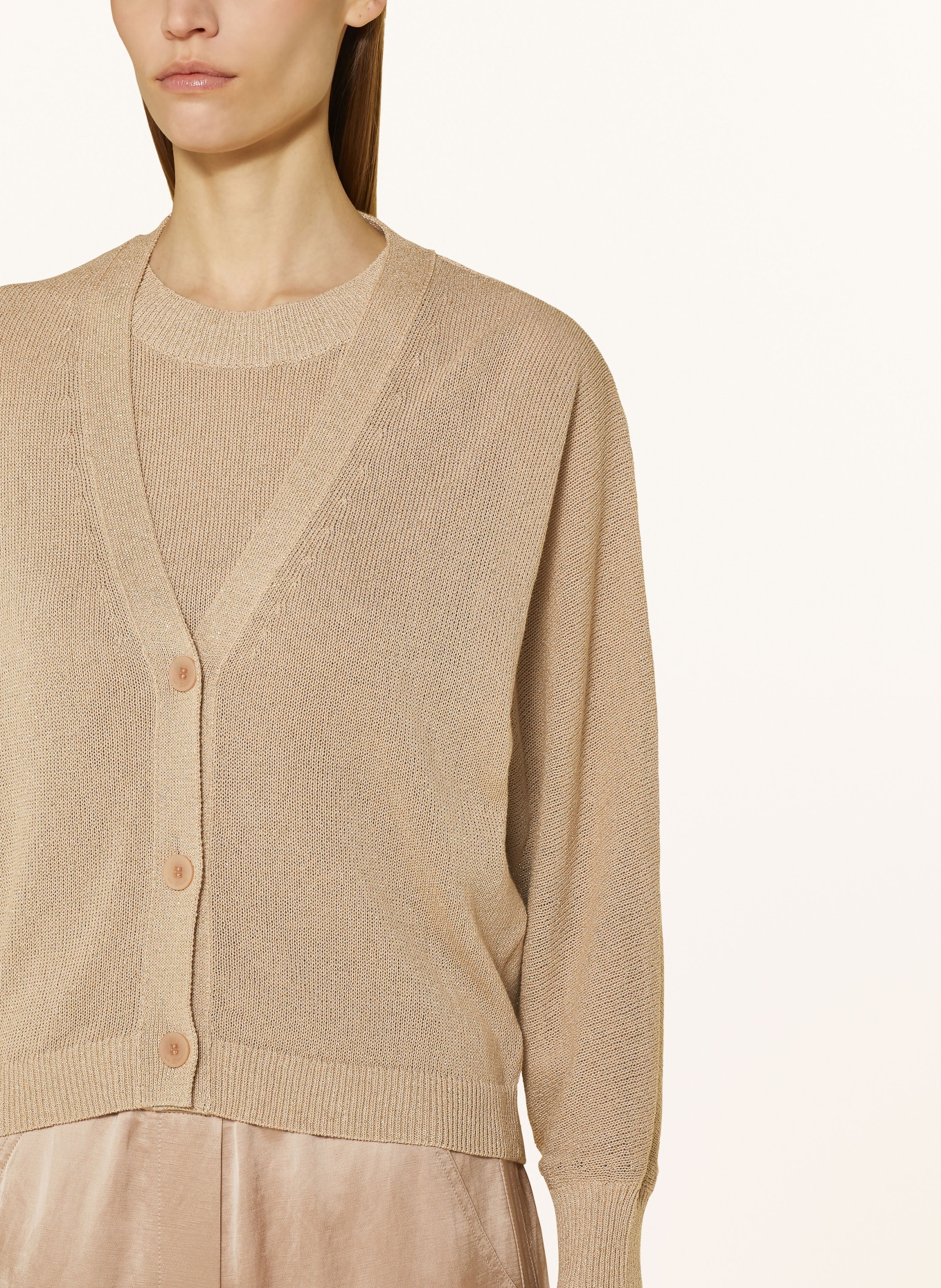 LUISA CERANO Cardigan with glitter thread, Color: LIGHT BROWN (Image 4)