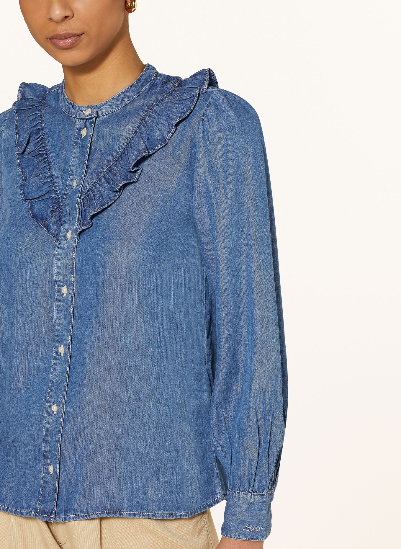 Levi's® Blouse CARINNA in denim look with ruffles, Color: BLUE (Image 4)