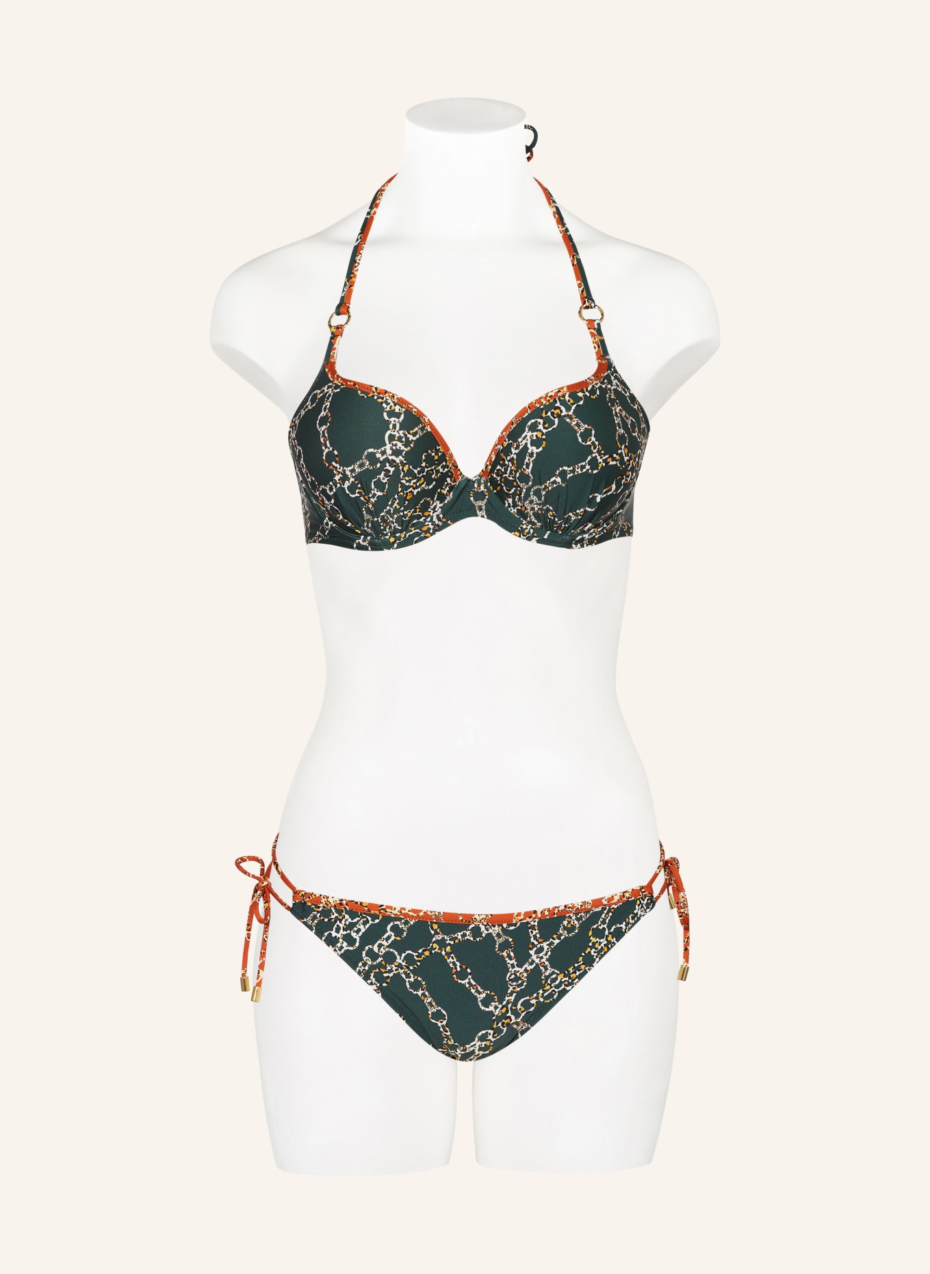 MARIE JO Push-up bikini top TAZAR, Color: DARK GREEN/ ECRU/ BROWN (Image 2)