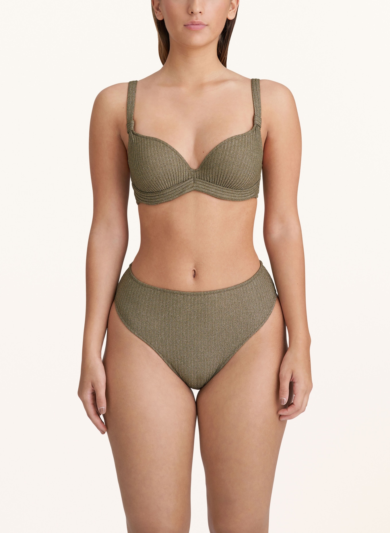 MARIE JO Underwired bikini top TINJIS with glitter thread, Color: GREEN (Image 2)