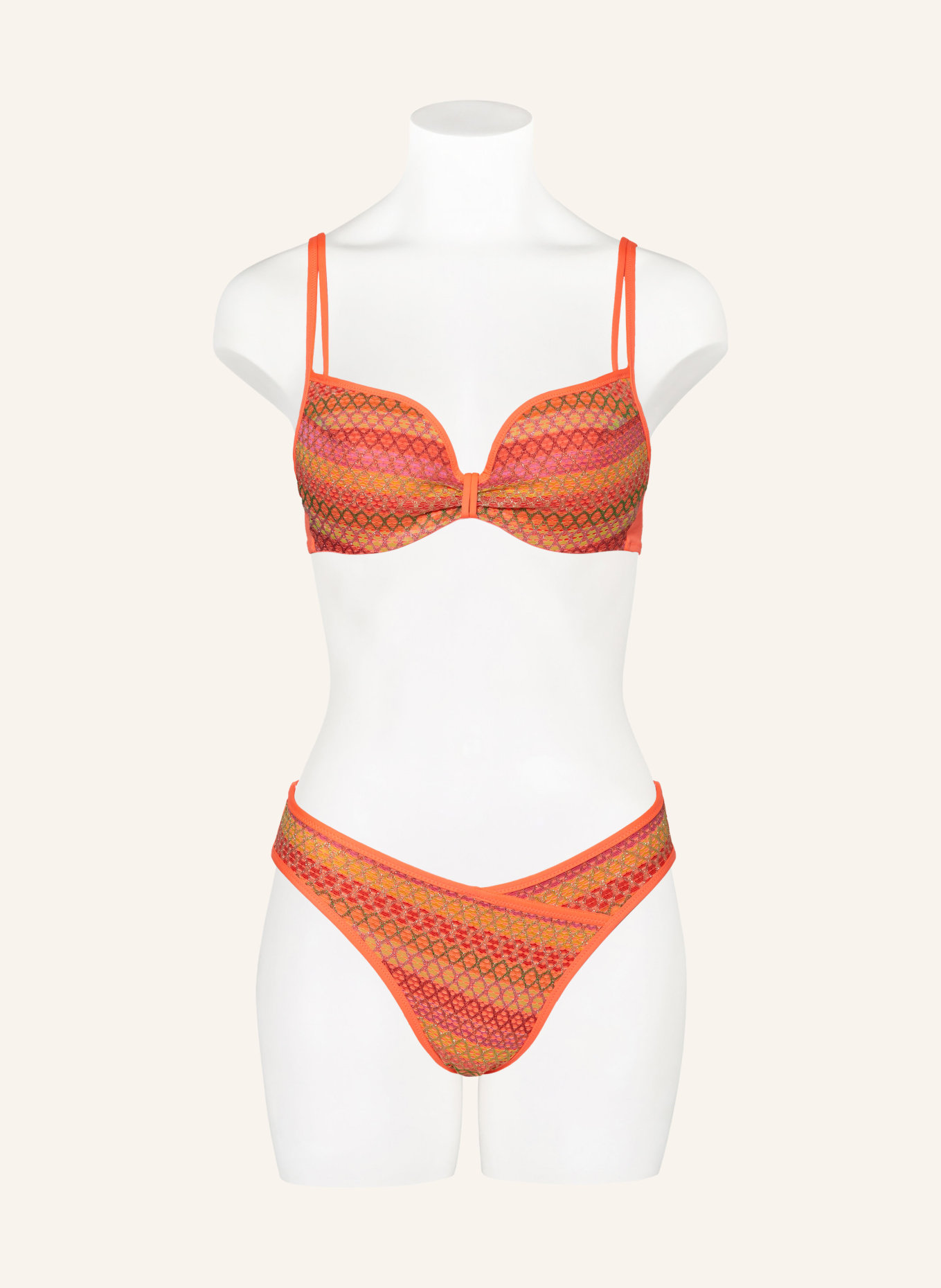 MARIE JO Basic-Bikini-Hose ALMOSHI mit Glitzergarn, Farbe: NEONORANGE/ GRÜN/ LILA (Bild 2)