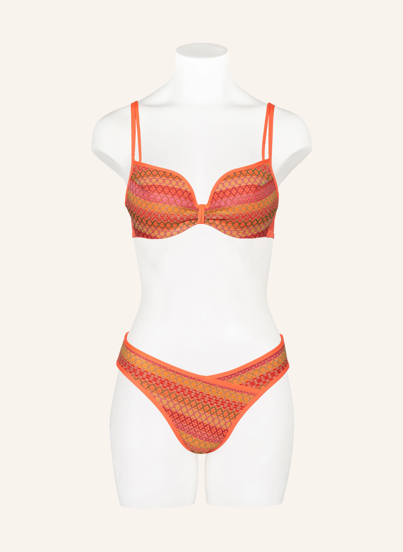 MARIE JO Bügel-Bikini-Top ALMOSHI mit Glitzergarn, Farbe: NEONORANGE/ LILA/ GRÜN (Bild 2)
