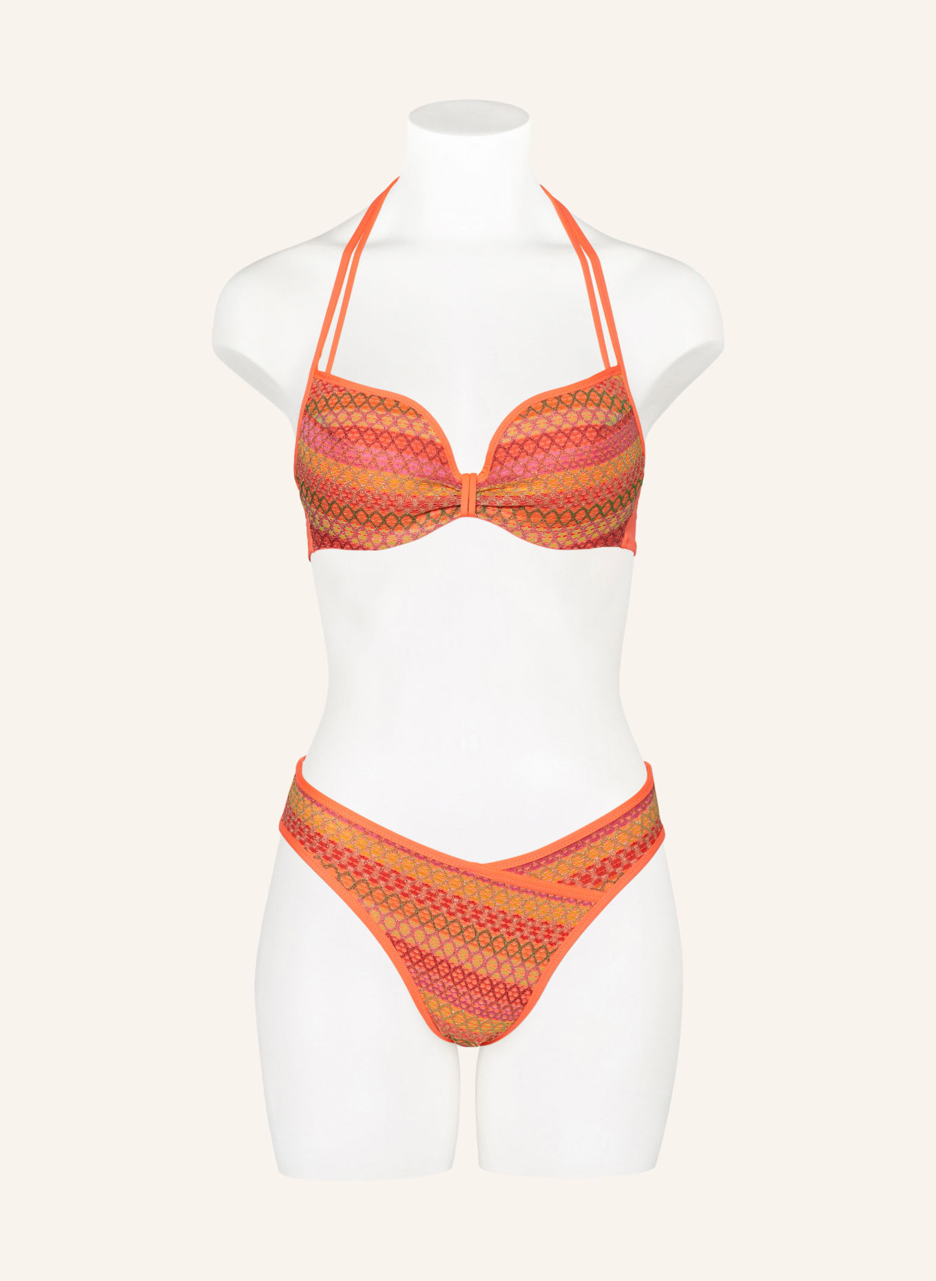 MARIE JO Bügel-Bikini-Top ALMOSHI mit Glitzergarn, Farbe: NEONORANGE/ LILA/ GRÜN (Bild 4)