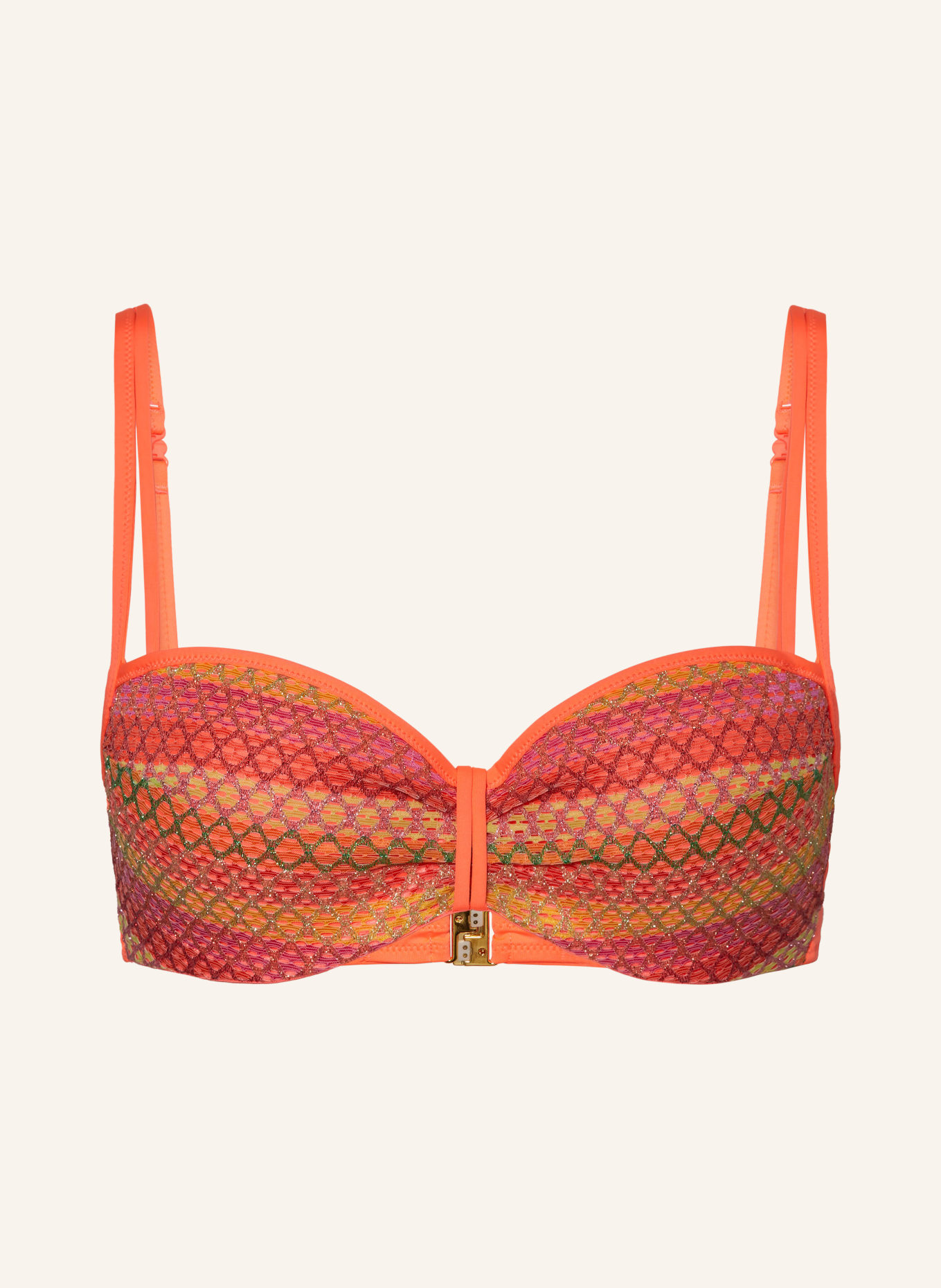 MARIE JO Balconette-Bikini-Top mit Glitzergarn, Farbe: NEONORANGE/ LILA/ GRÜN (Bild 1)