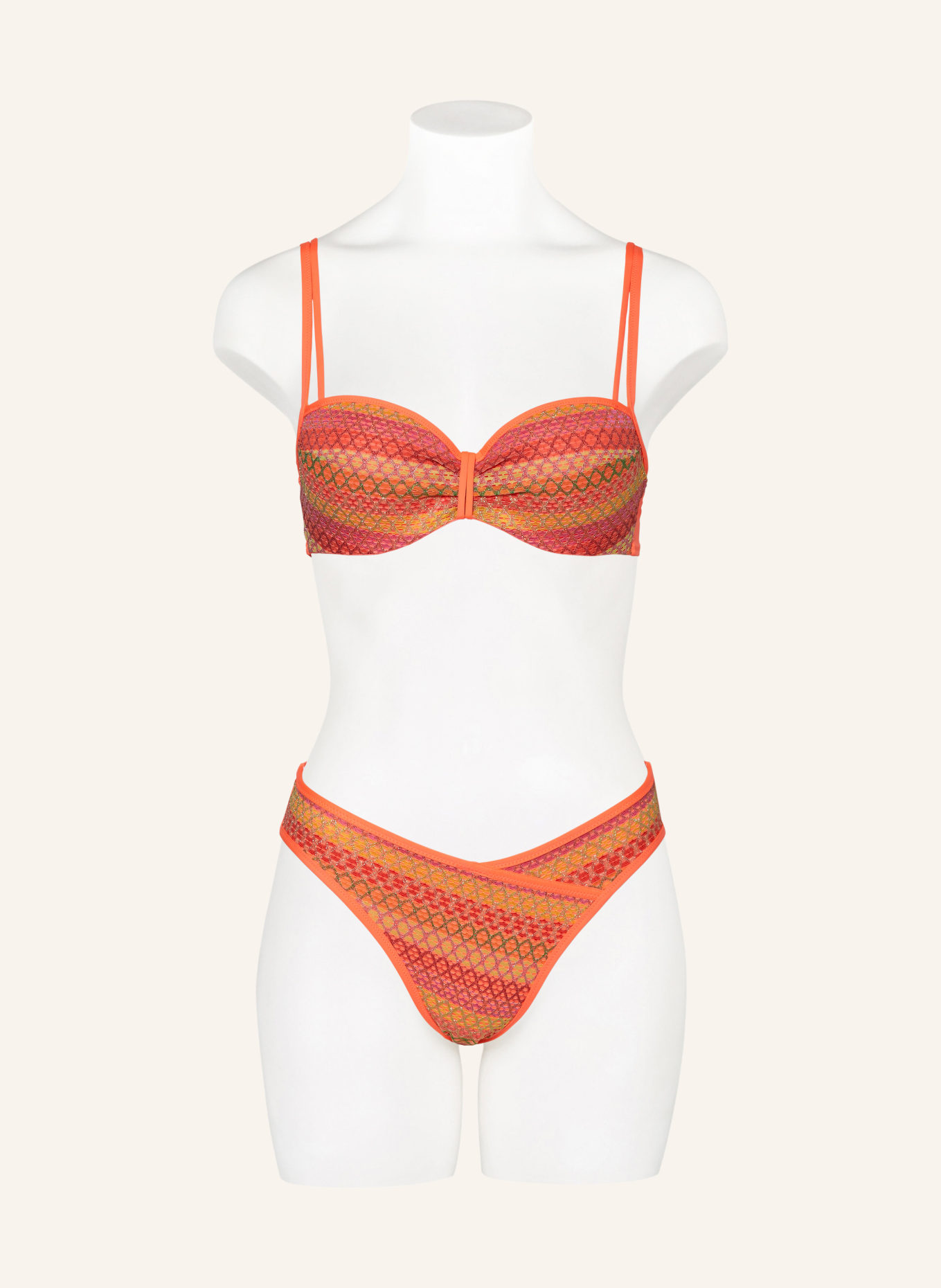 MARIE JO Balconette bikini top with glitter thread, Color: NEON ORANGE/ PURPLE/ GREEN (Image 2)