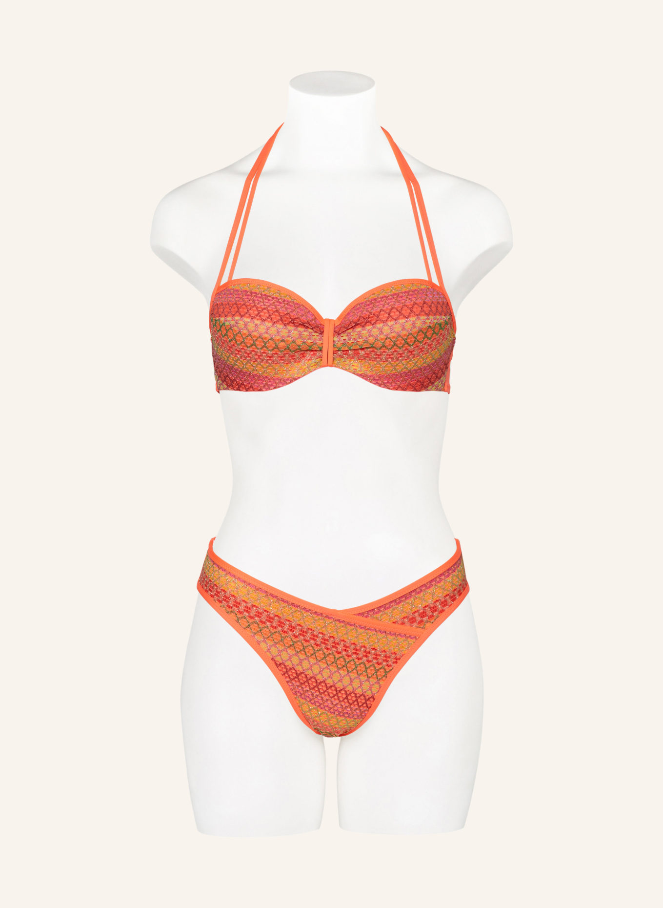 MARIE JO Balconette bikini top with glitter thread, Color: NEON ORANGE/ PURPLE/ GREEN (Image 4)