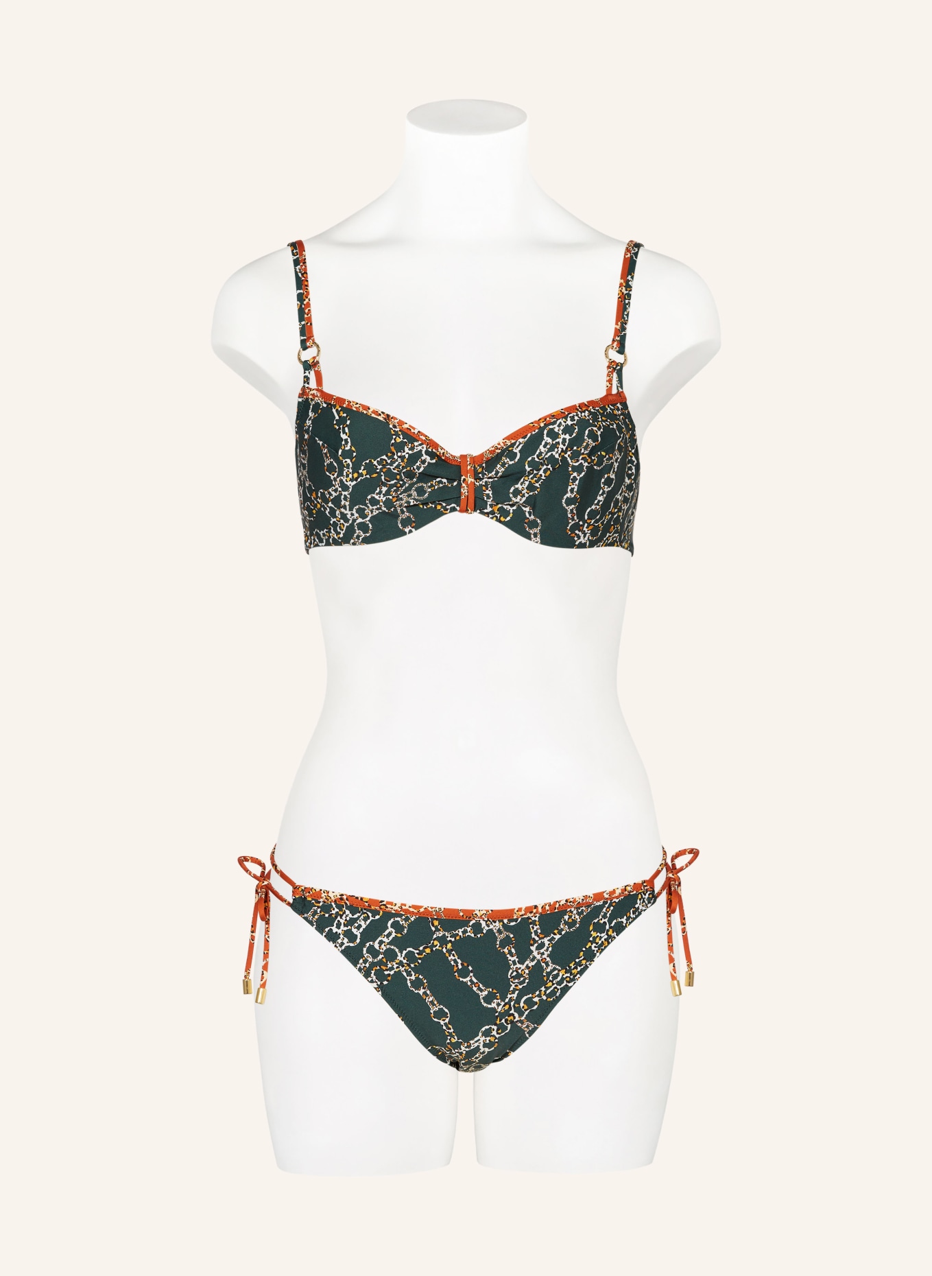 MARIE JO Triangle bikini bottoms TAZAR, Color: DARK GREEN/ ECRU/ BROWN (Image 2)