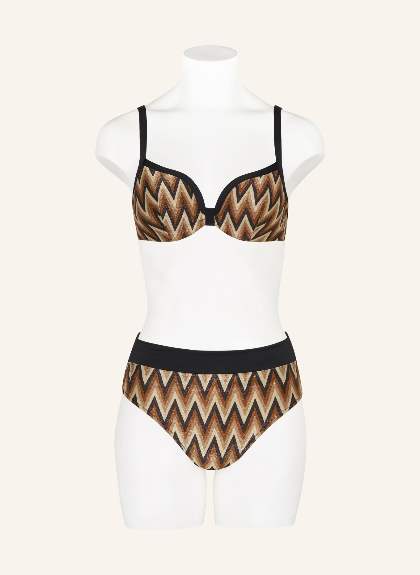 MARIE JO Basic bikini bottoms SU ANA with glitter thread, Color: BROWN/ LIGHT BROWN/ BLACK (Image 2)