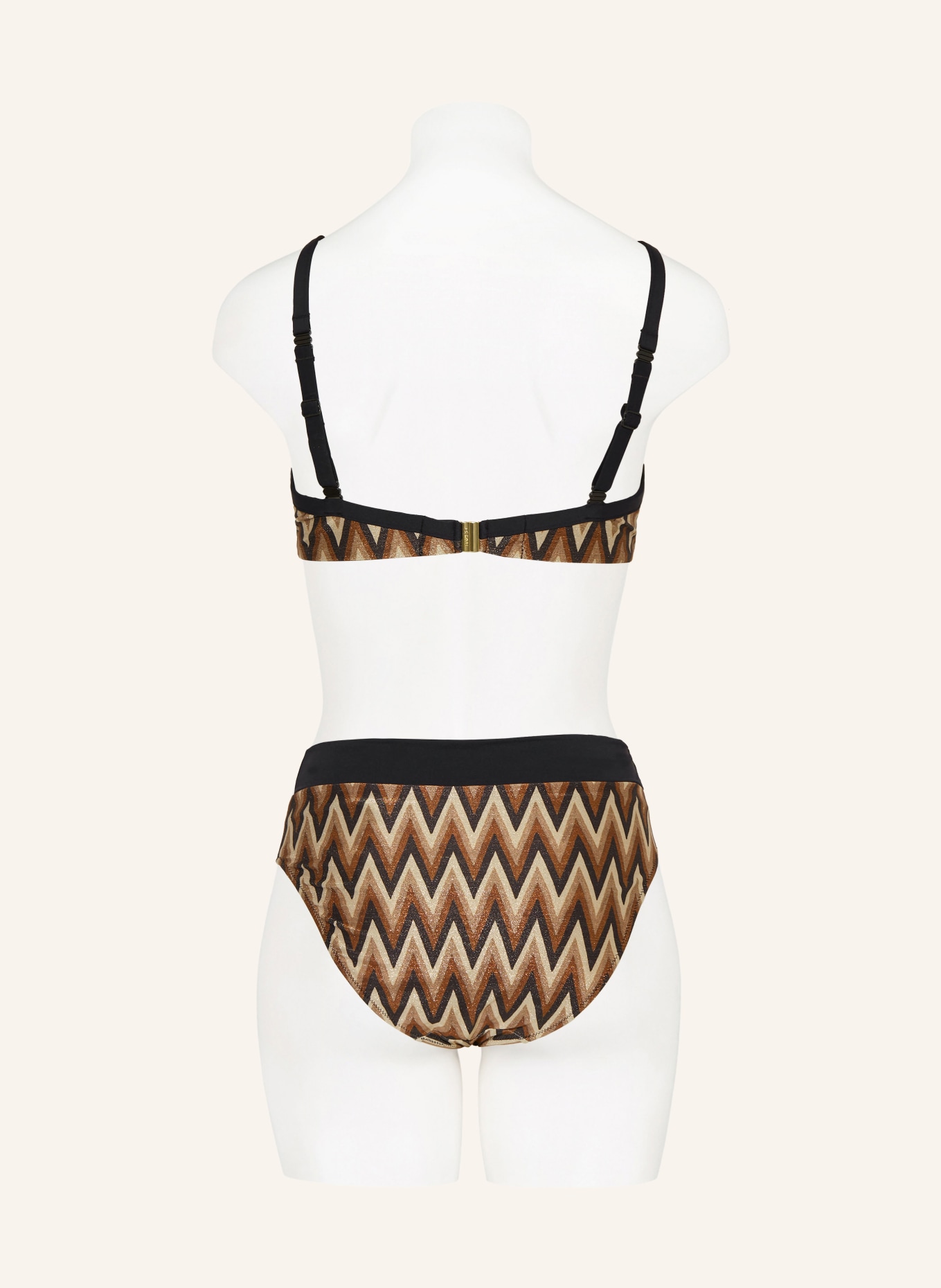 MARIE JO Underwired bikini top SU ANA with glitter thread, Color: BROWN/ LIGHT BROWN/ BLACK (Image 3)