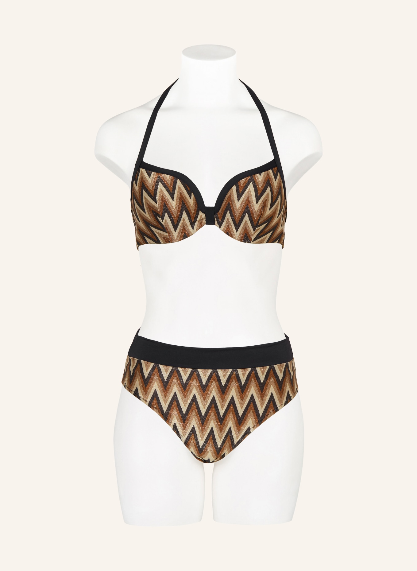MARIE JO Underwired bikini top SU ANA with glitter thread, Color: BROWN/ LIGHT BROWN/ BLACK (Image 4)