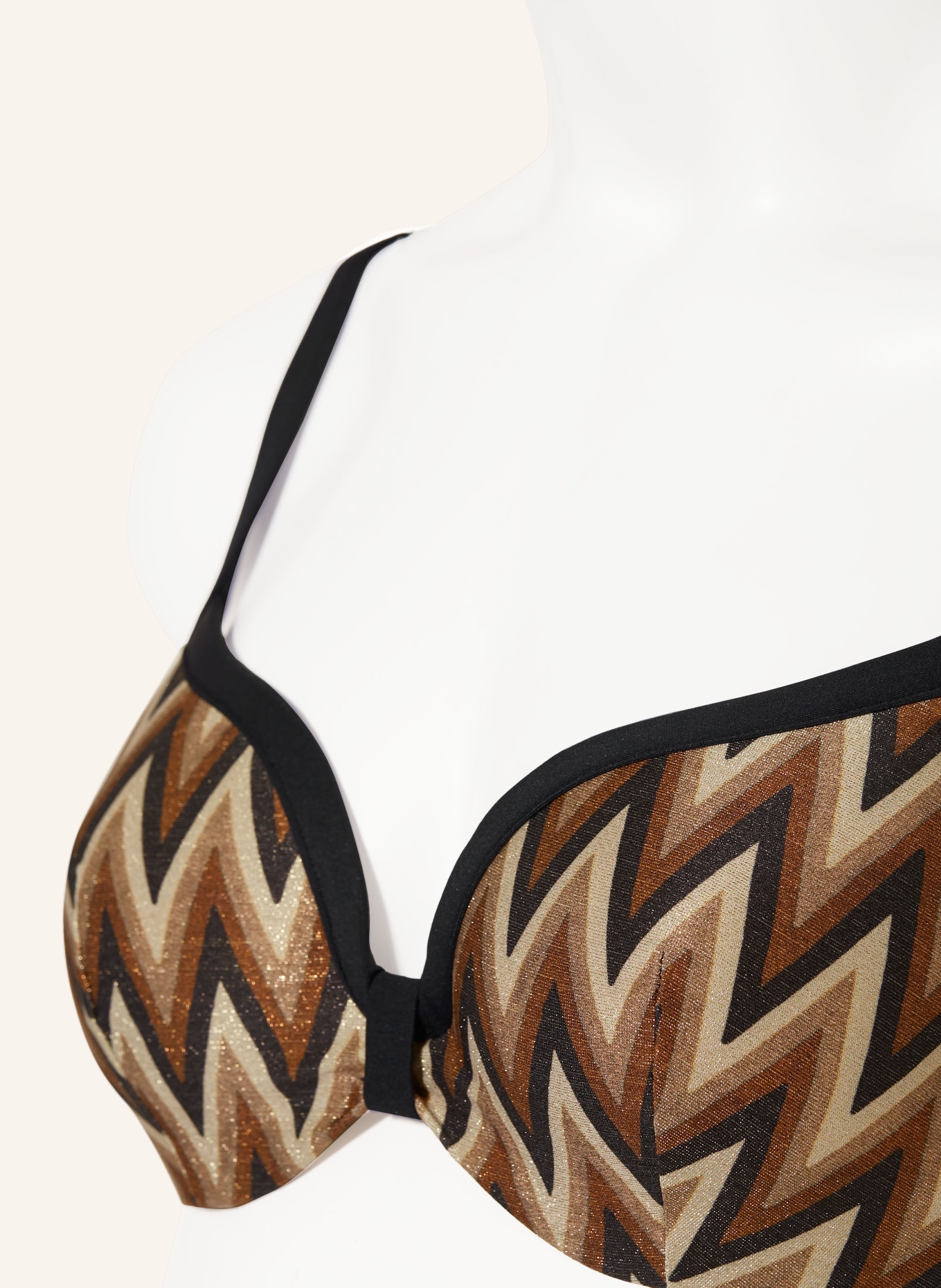 MARIE JO Underwired bikini top SU ANA with glitter thread, Color: BROWN/ LIGHT BROWN/ BLACK (Image 6)