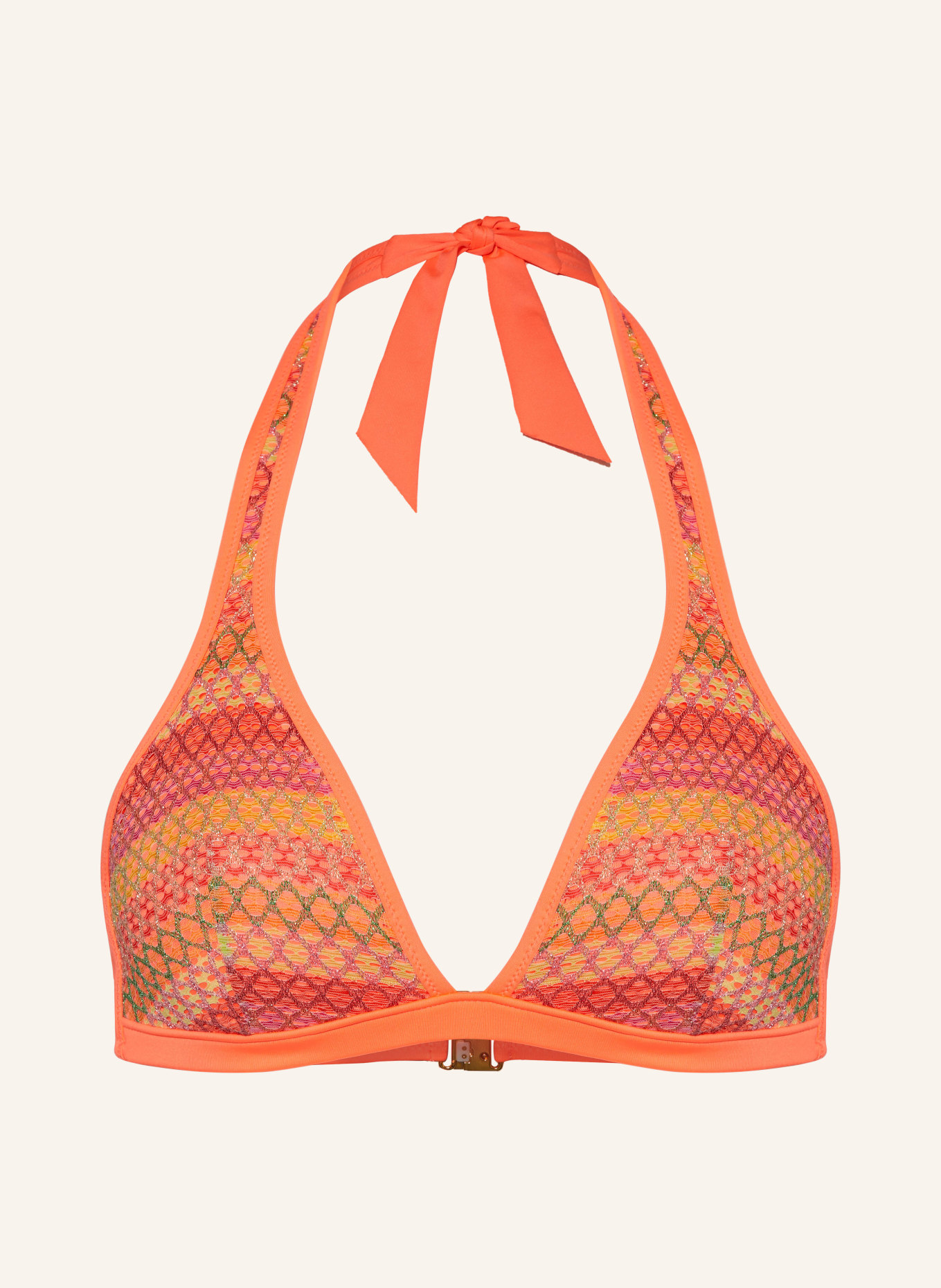 MARIE JO Triangle bikini top ALMOSHI with glitter thread, Color: NEON ORANGE/ PURPLE/ GREEN (Image 1)