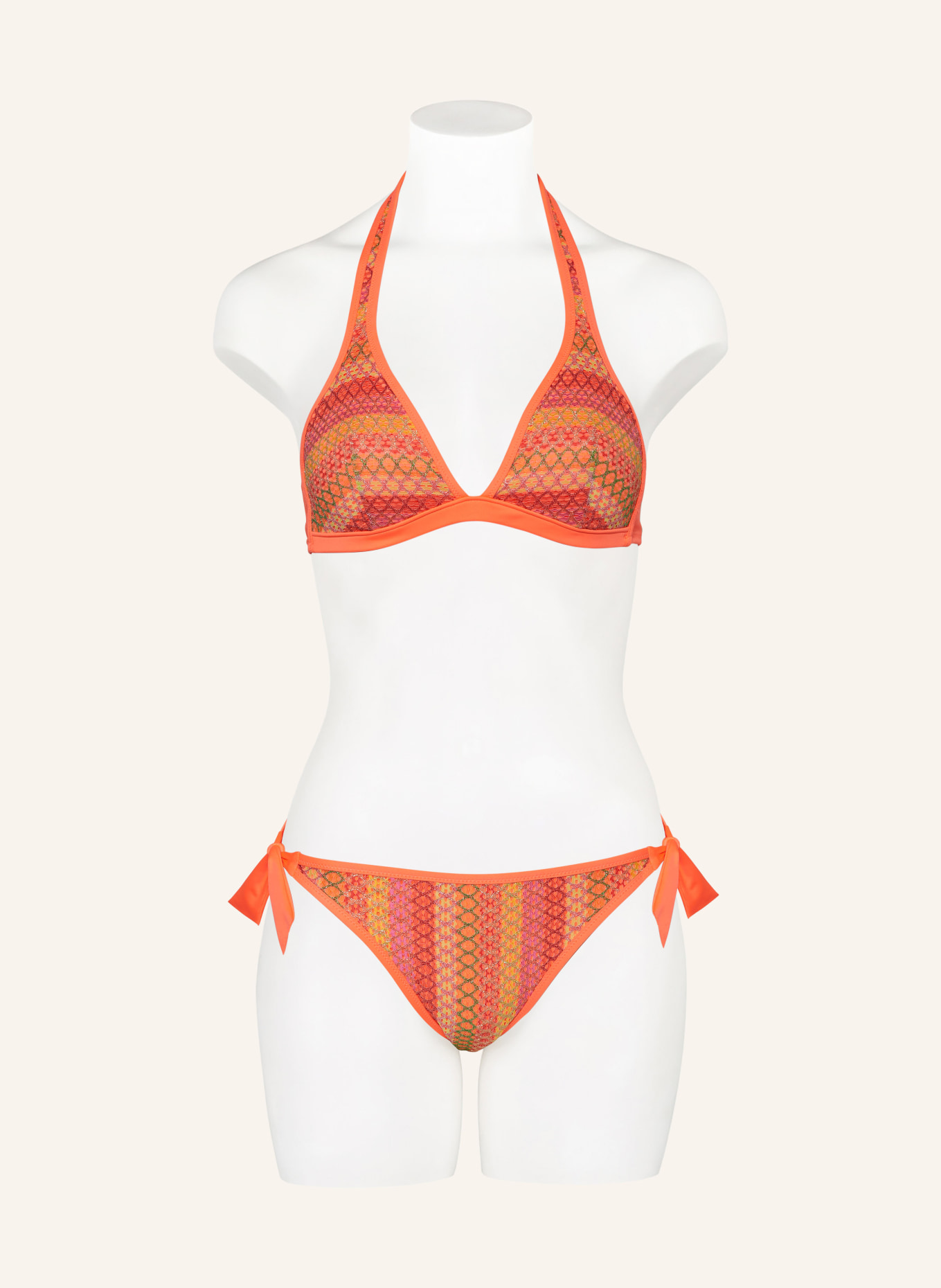 MARIE JO Triangle bikini top ALMOSHI with glitter thread, Color: NEON ORANGE/ PURPLE/ GREEN (Image 2)