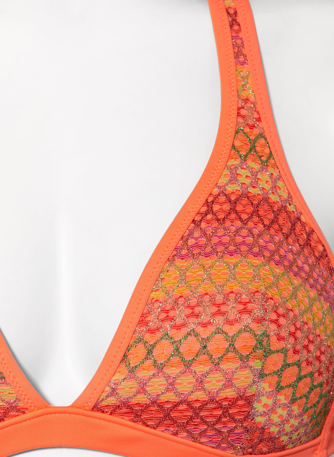 MARIE JO Triangle bikini top ALMOSHI with glitter thread, Color: NEON ORANGE/ PURPLE/ GREEN (Image 4)