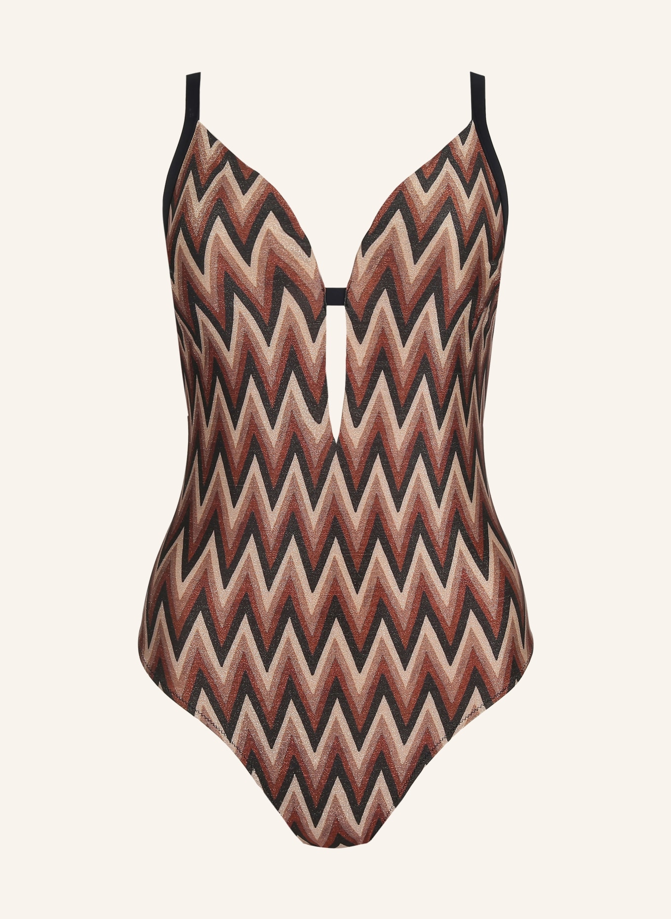 MARIE JO Swimsuit SU ANA with glitter thread, Color: BROWN/ BLACK/ LIGHT BROWN (Image 1)