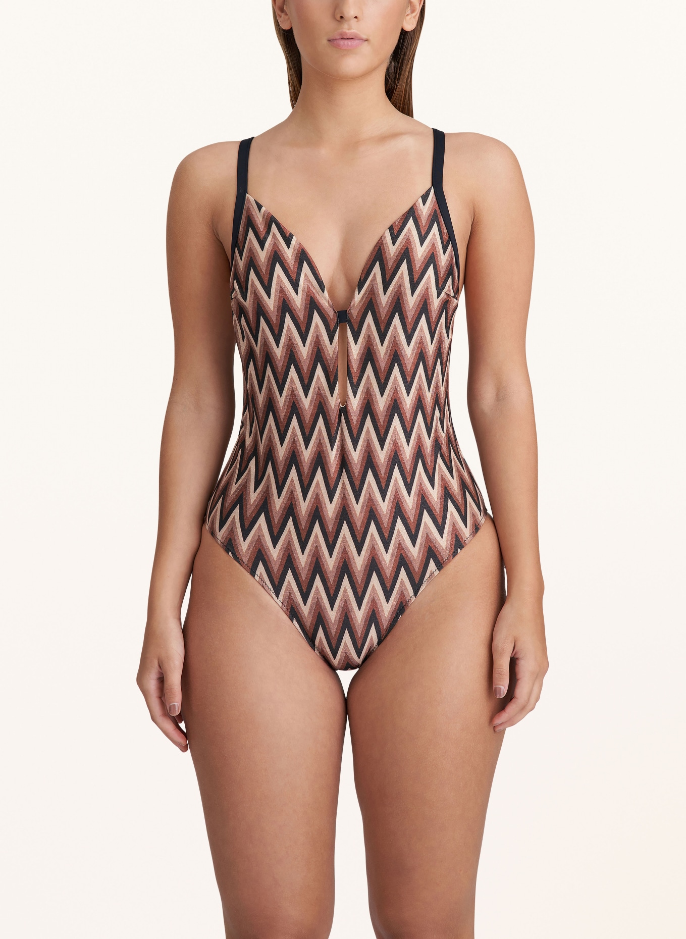 MARIE JO Swimsuit SU ANA with glitter thread, Color: BROWN/ BLACK/ LIGHT BROWN (Image 2)