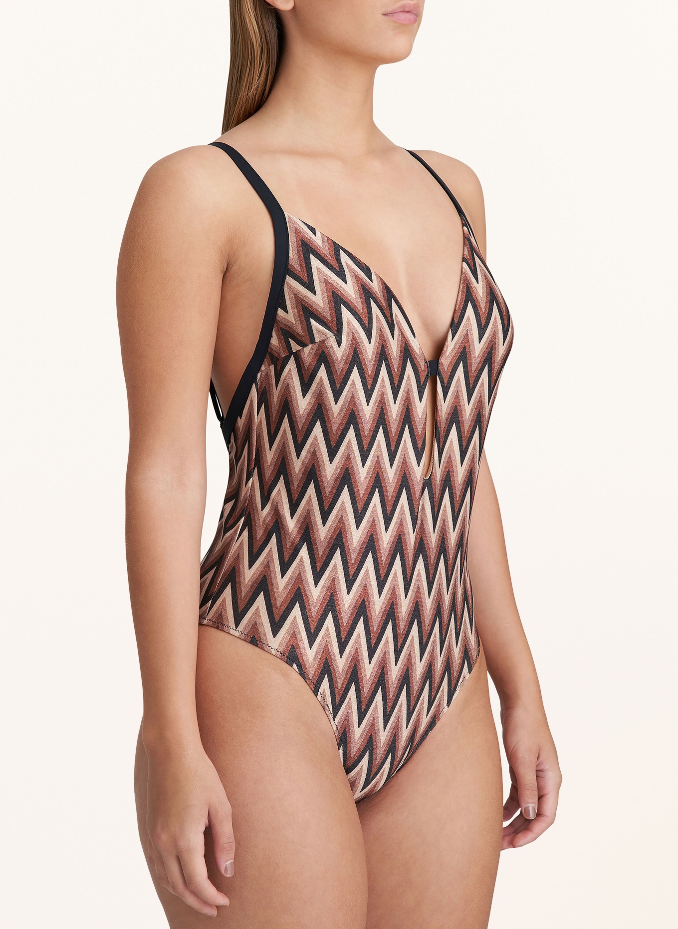 MARIE JO Swimsuit SU ANA with glitter thread, Color: BROWN/ BLACK/ LIGHT BROWN (Image 4)