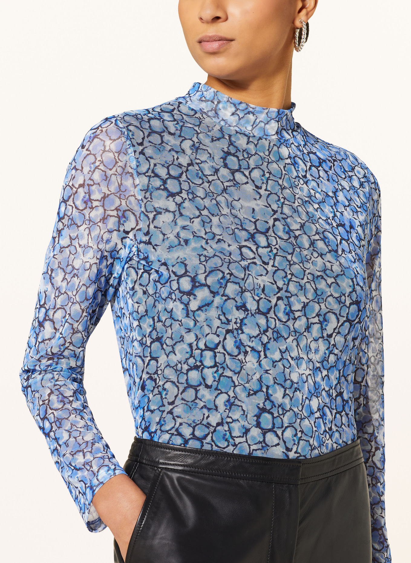 CARTOON Long sleeve shirt in mesh, Color: WHITE/ BLUE/ BLACK (Image 4)