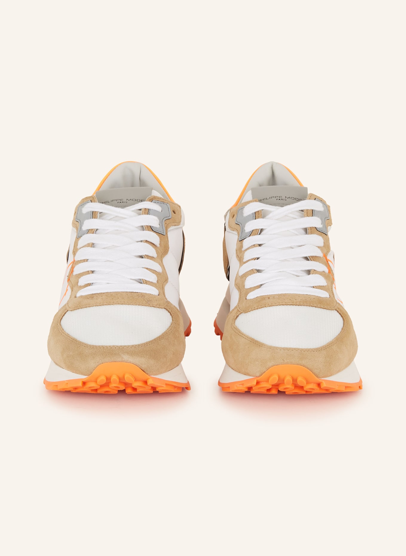 PHILIPPE MODEL Sneakers TROPEZ HAUTE, Color: WHITE/ BEIGE/ NEON ORANGE (Image 3)