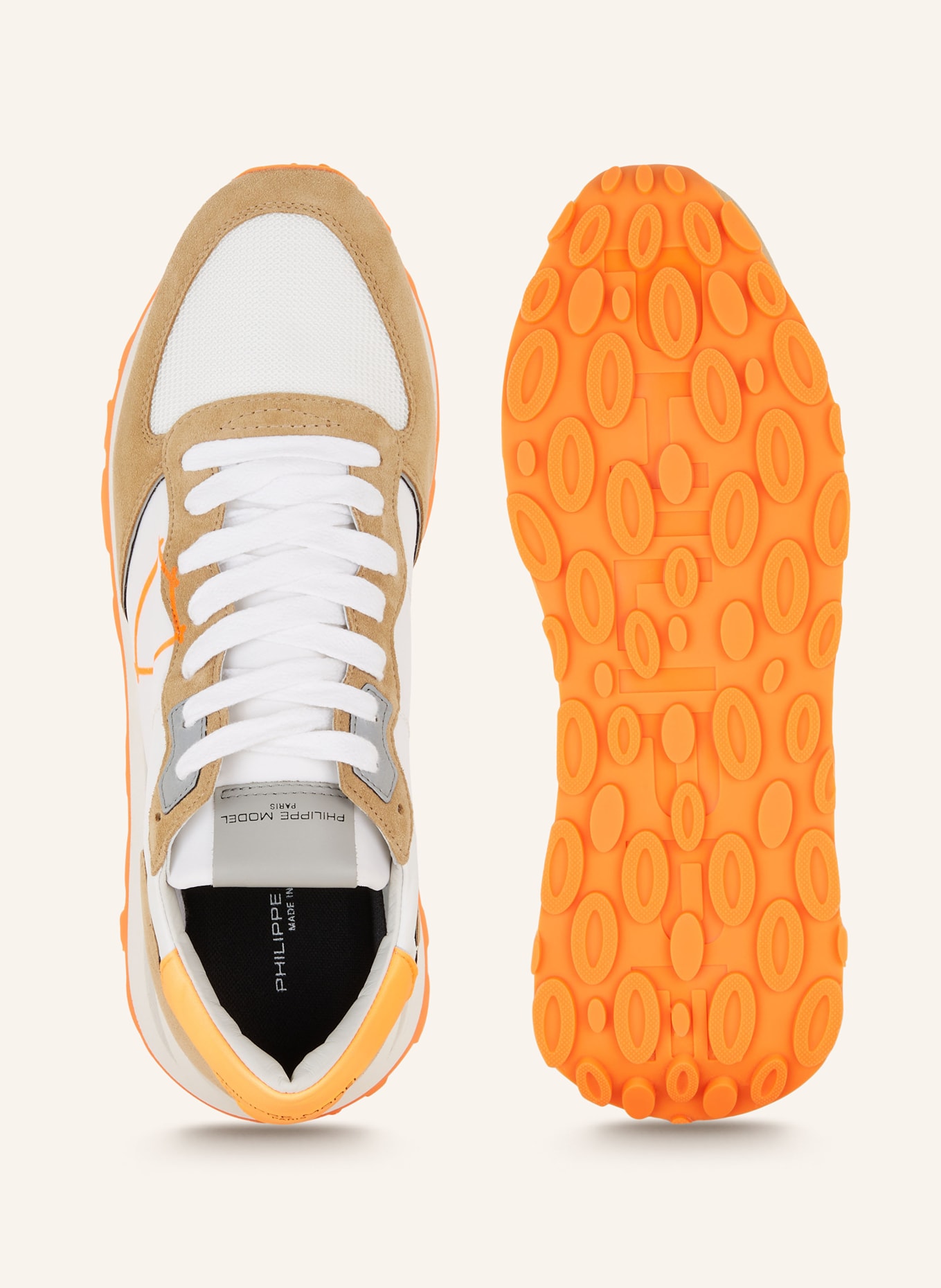 PHILIPPE MODEL Sneakers TROPEZ HAUTE, Color: WHITE/ BEIGE/ NEON ORANGE (Image 5)