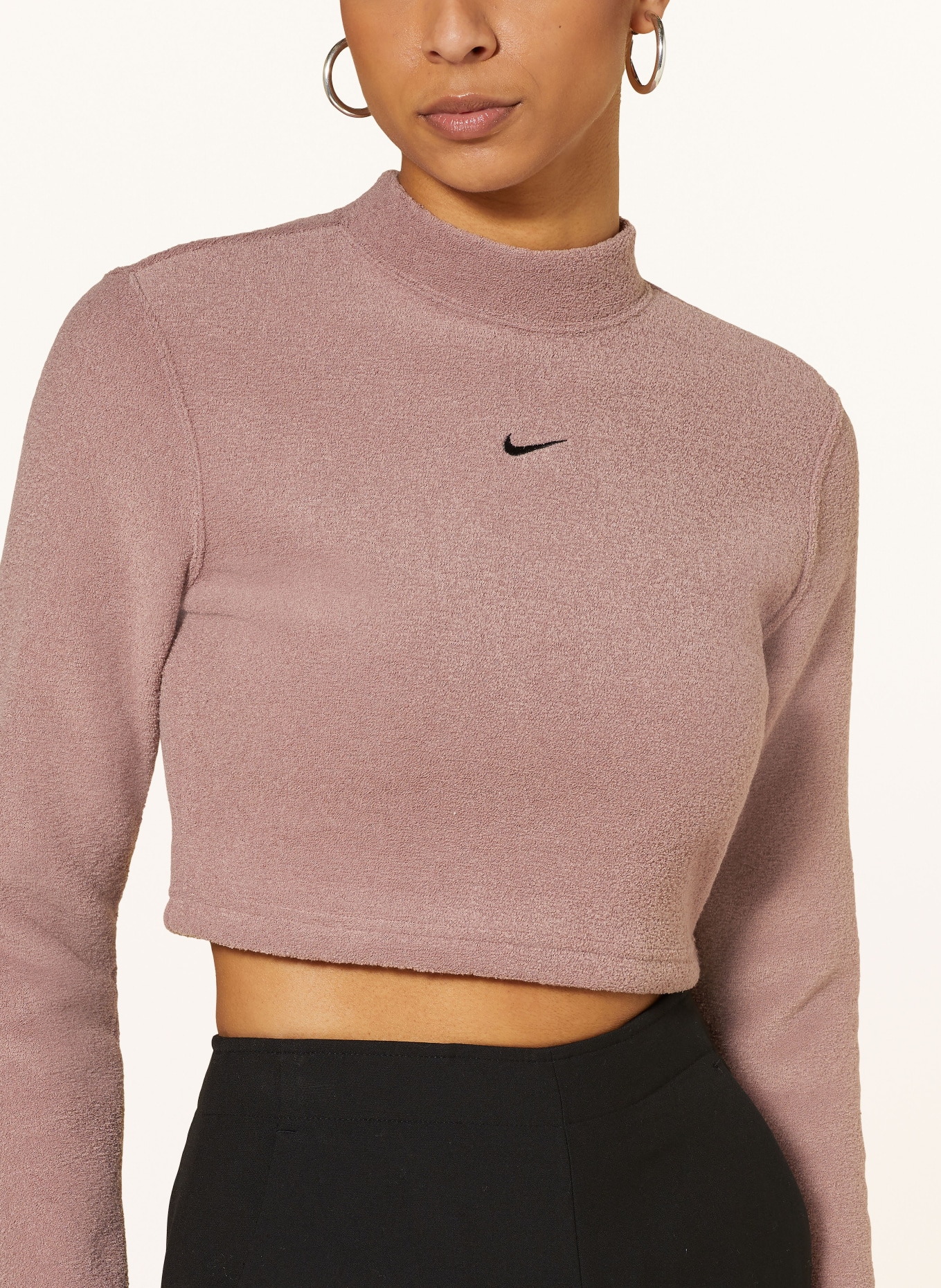 Nike Cropped shirt SPORTSWEAR PHOENIX PLUSH, Color: DUSKY PINK/ BLACK (Image 4)