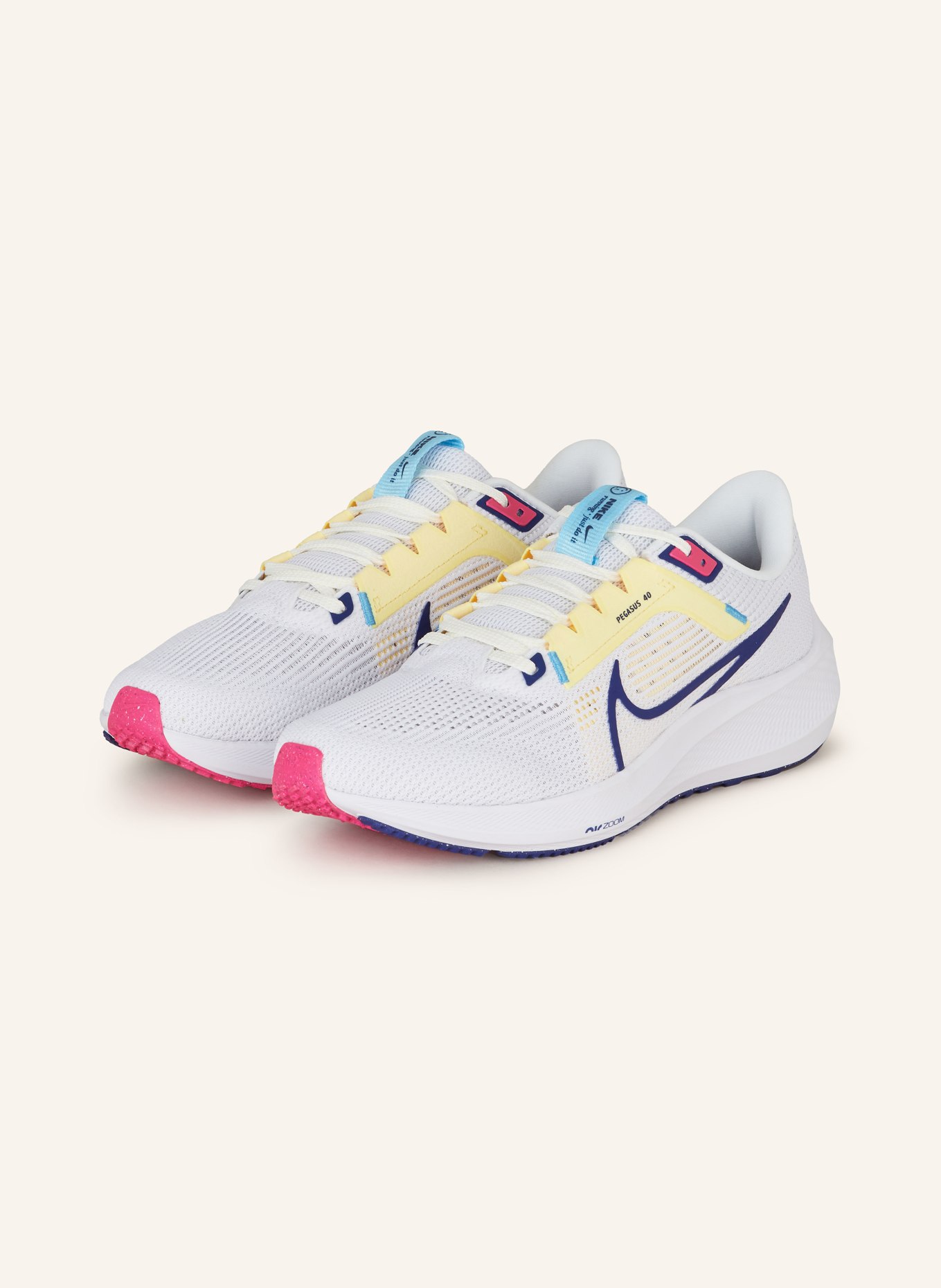 Nike Running shoes PEGASUS 40, Color: WHITE/ YELLOW/ BLUE (Image 1)