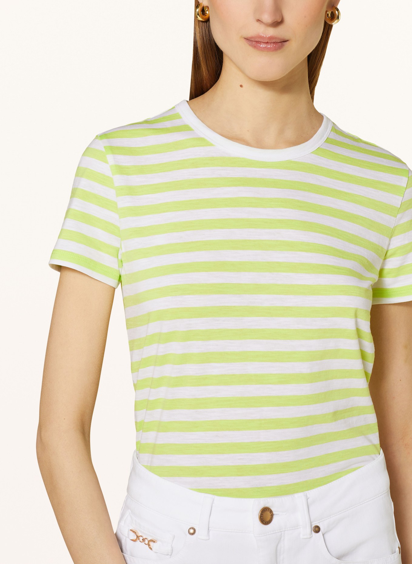 BOSS T-shirt ESLA, Color: LIGHT GREEN/ WHITE (Image 4)