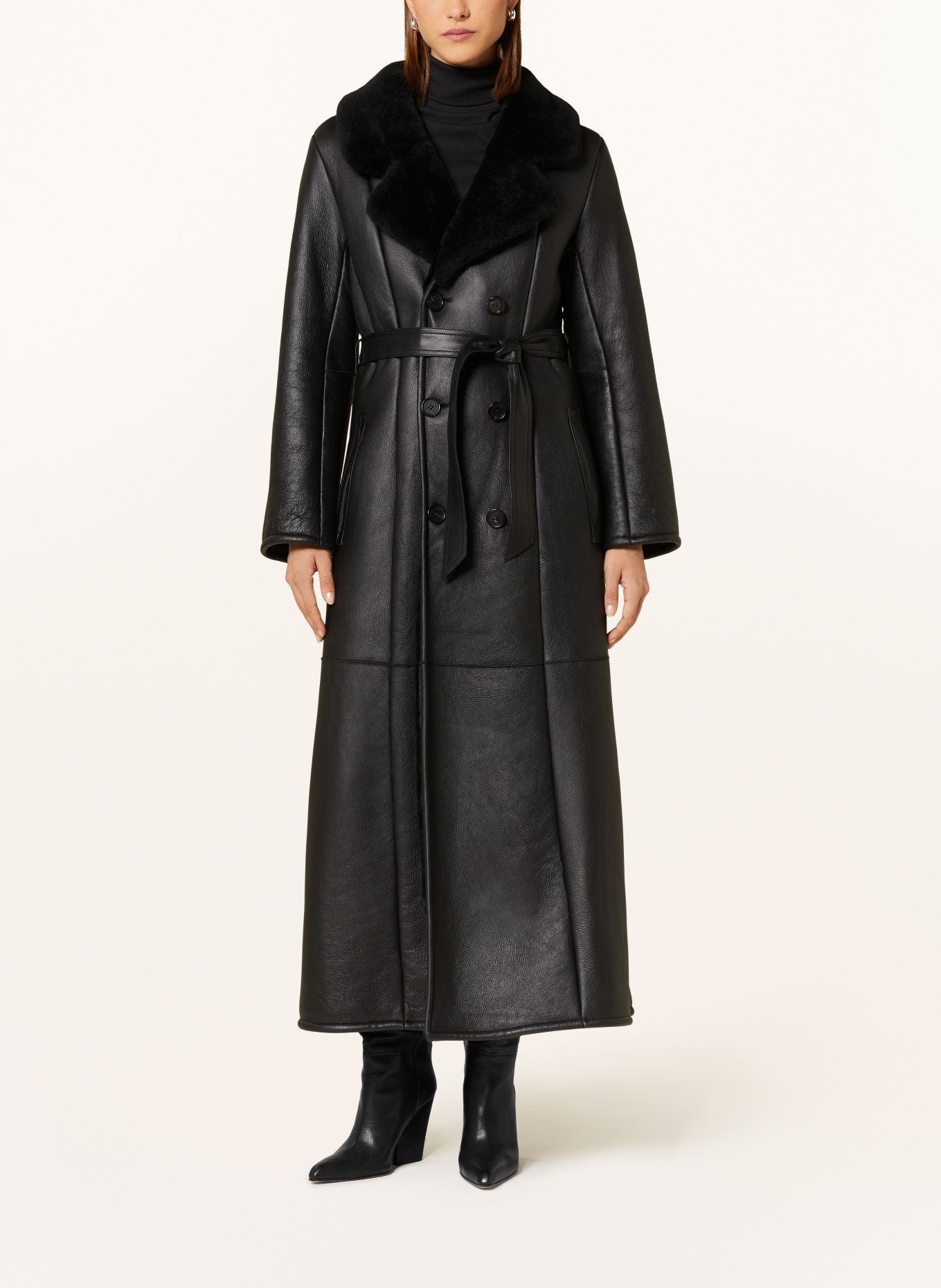ENVELOPE 1976 Reversible leather coat WOODSTOCK with real fur, Color: BLACK (Image 2)