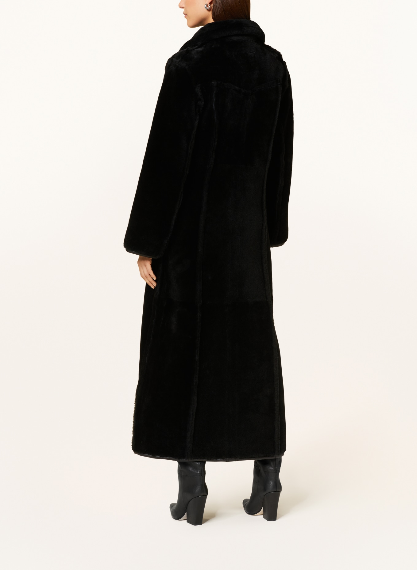 ENVELOPE 1976 Reversible leather coat WOODSTOCK with real fur, Color: BLACK (Image 4)